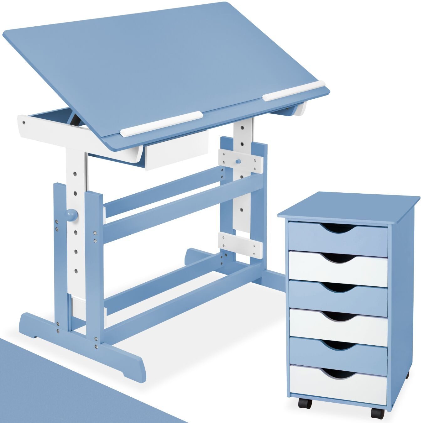 tectake Kinderschreibtisch Schreibtisch (1-St., 2 tlg), Höhenverstellbar
