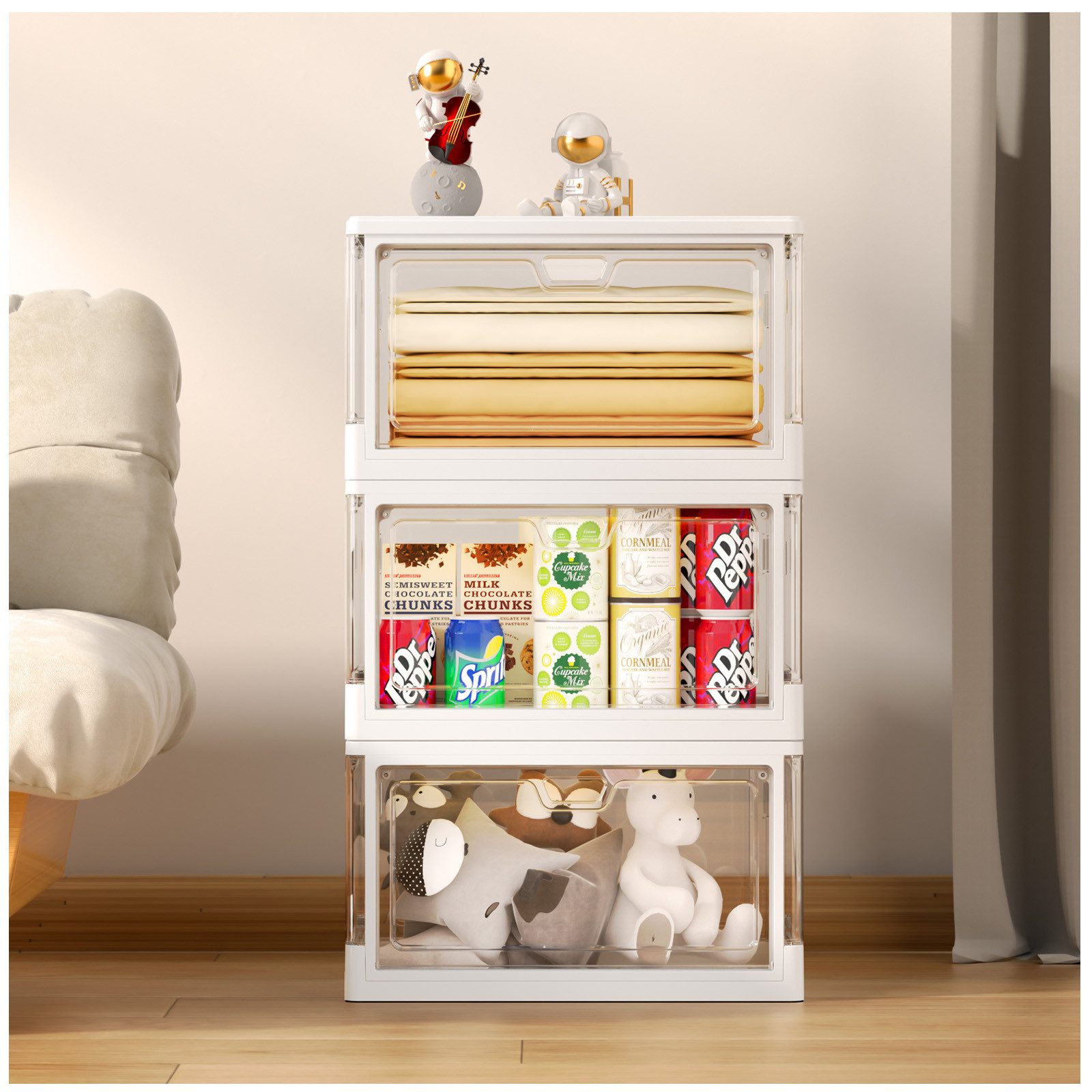 POPOLIC Aufbewahrungsbox Transparente mehrschichtige Aufbewahrungsbox Drei günstig online kaufen