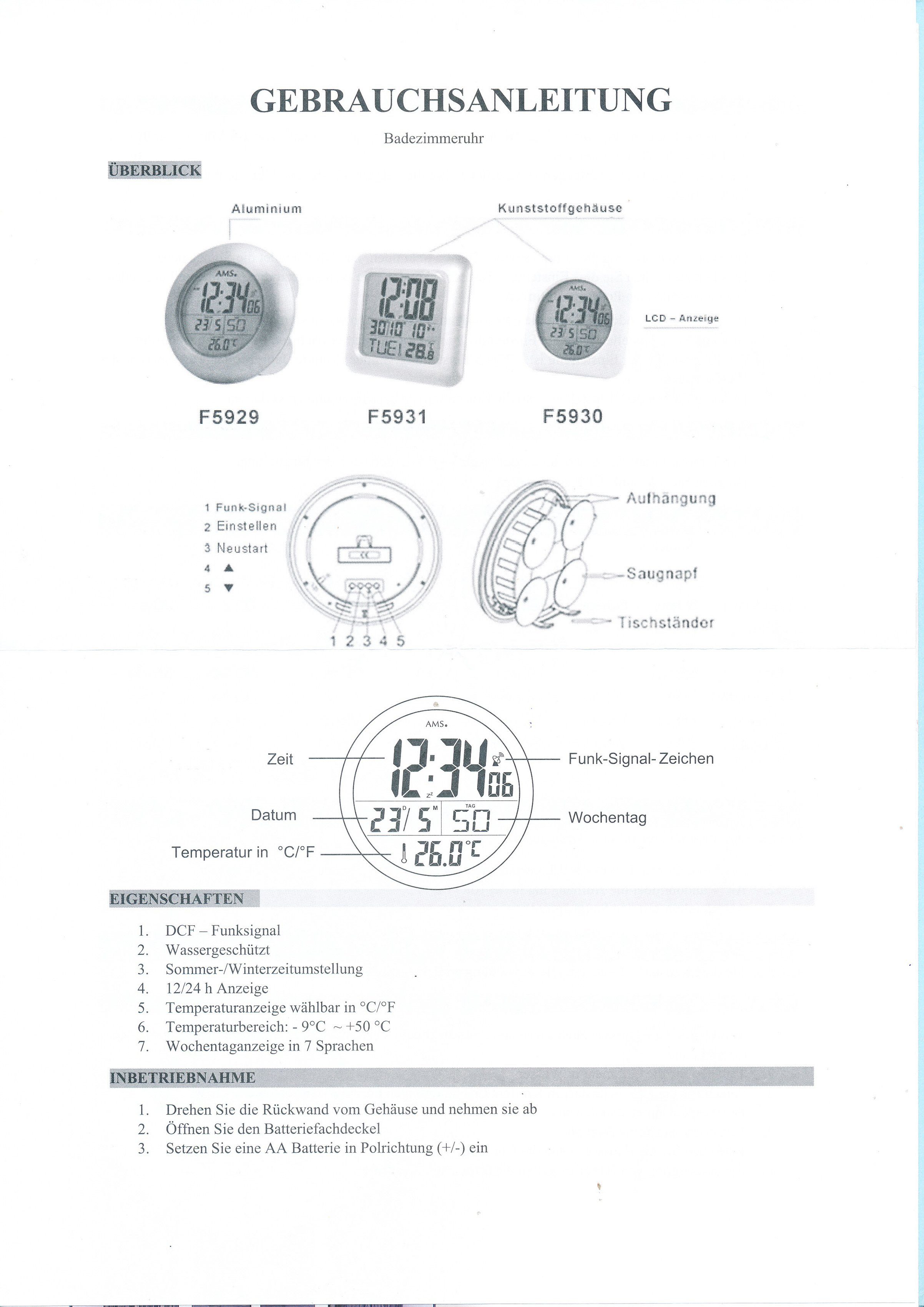 F5929 AMS Funkwanduhr