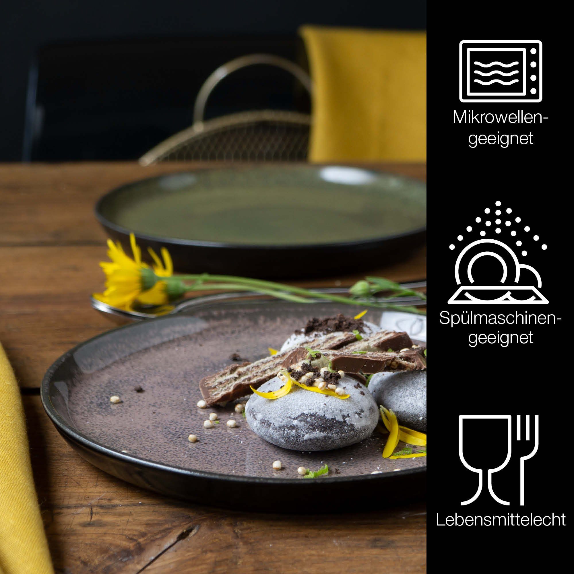 Moritz & Moritz Dessertteller Dessert Teller Set in Vintagetönen, (6 St), für 6 Personen spülmaschinen- und mikrowellengeeignet