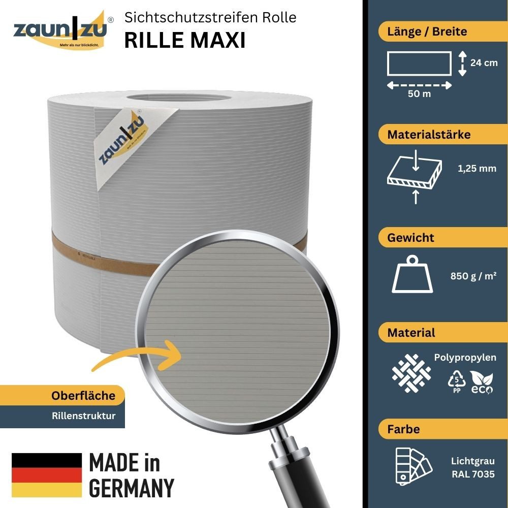 zaunzu Sichtschutzstreifen Rille Maxi Rolle für günstig online kaufen