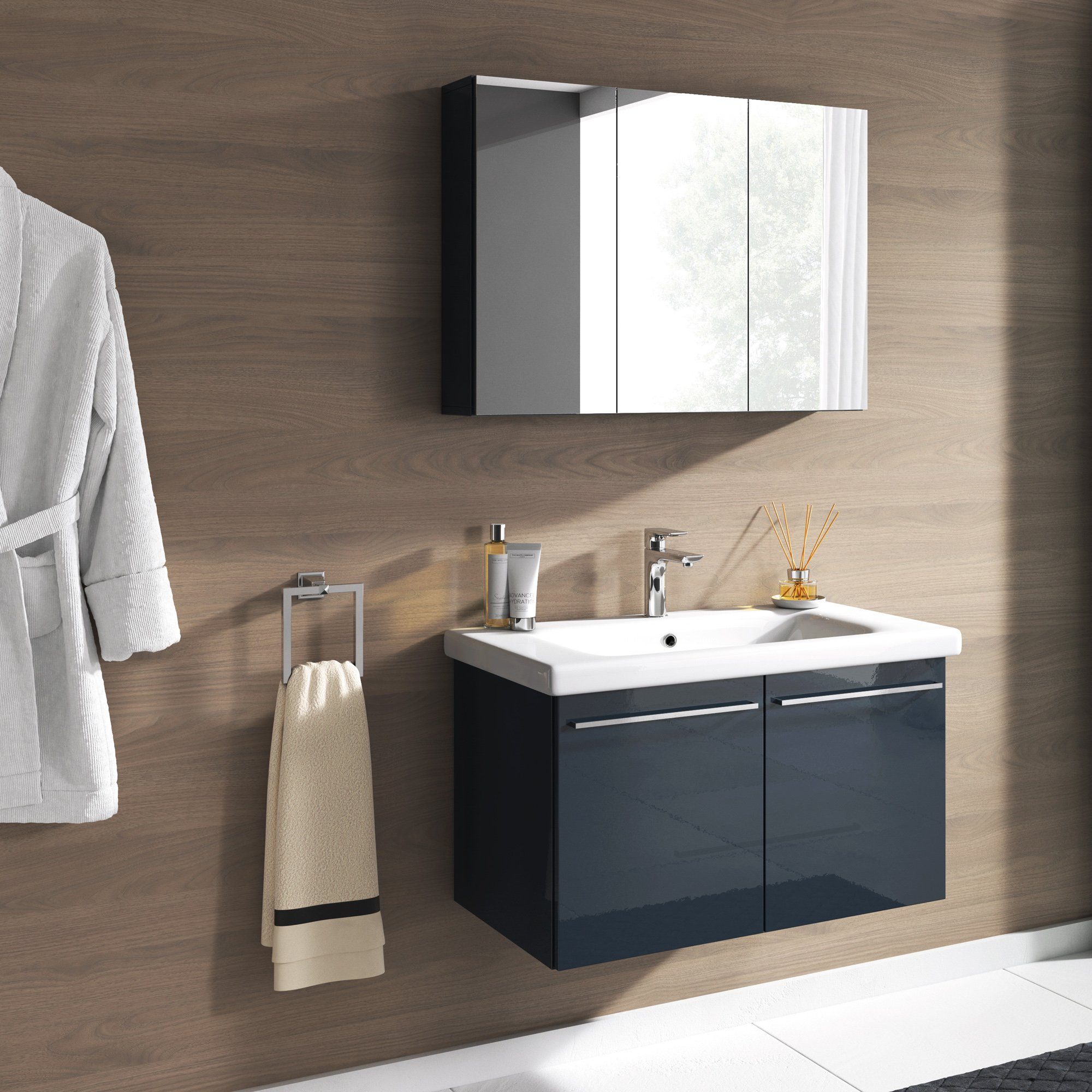 inter Badmöbel-Set Corsica 2 tlg. Hochglanz Spiegelschrank Waschbeckenschra günstig online kaufen