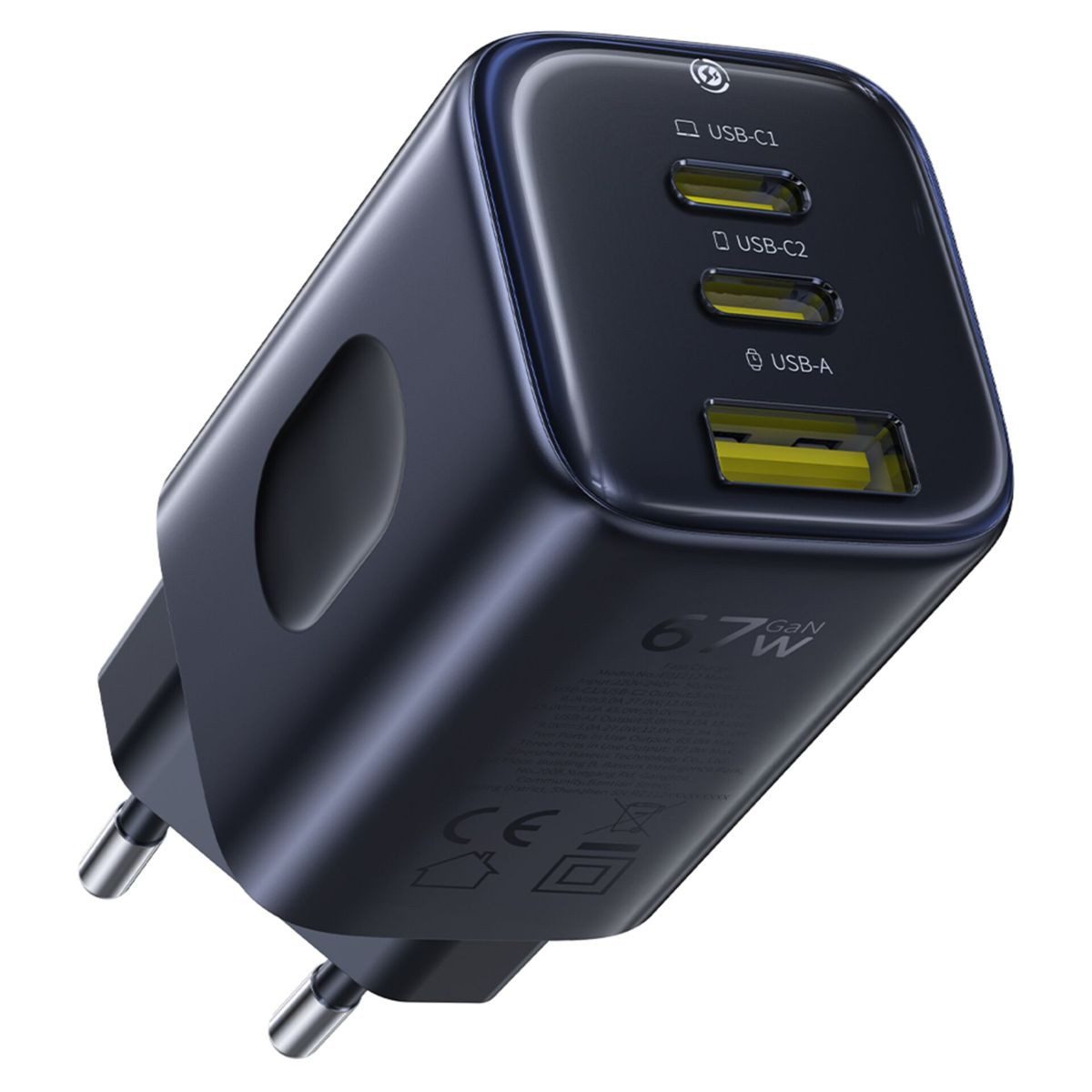 Baseus PicoGo AE11 Fast Charger 2C+U 67W EU Cosmic Black USB-Ladegerät