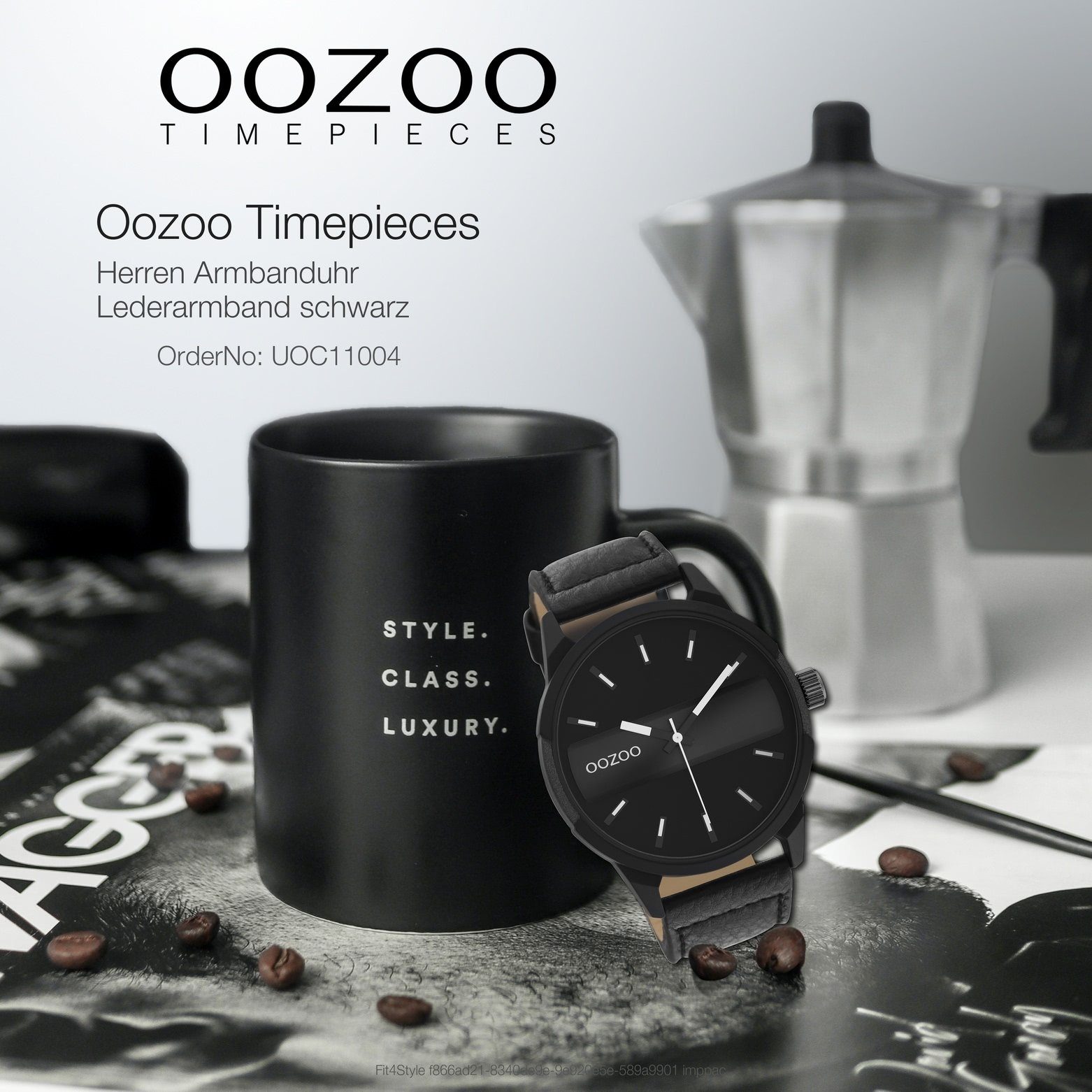 OOZOO Quarzuhr Oozoo Herren Armbanduhr Timepieces, (Analoguhr), Herrenuhr rund, extra groß (ca. 48mm) Lederarmband, Casual-Style