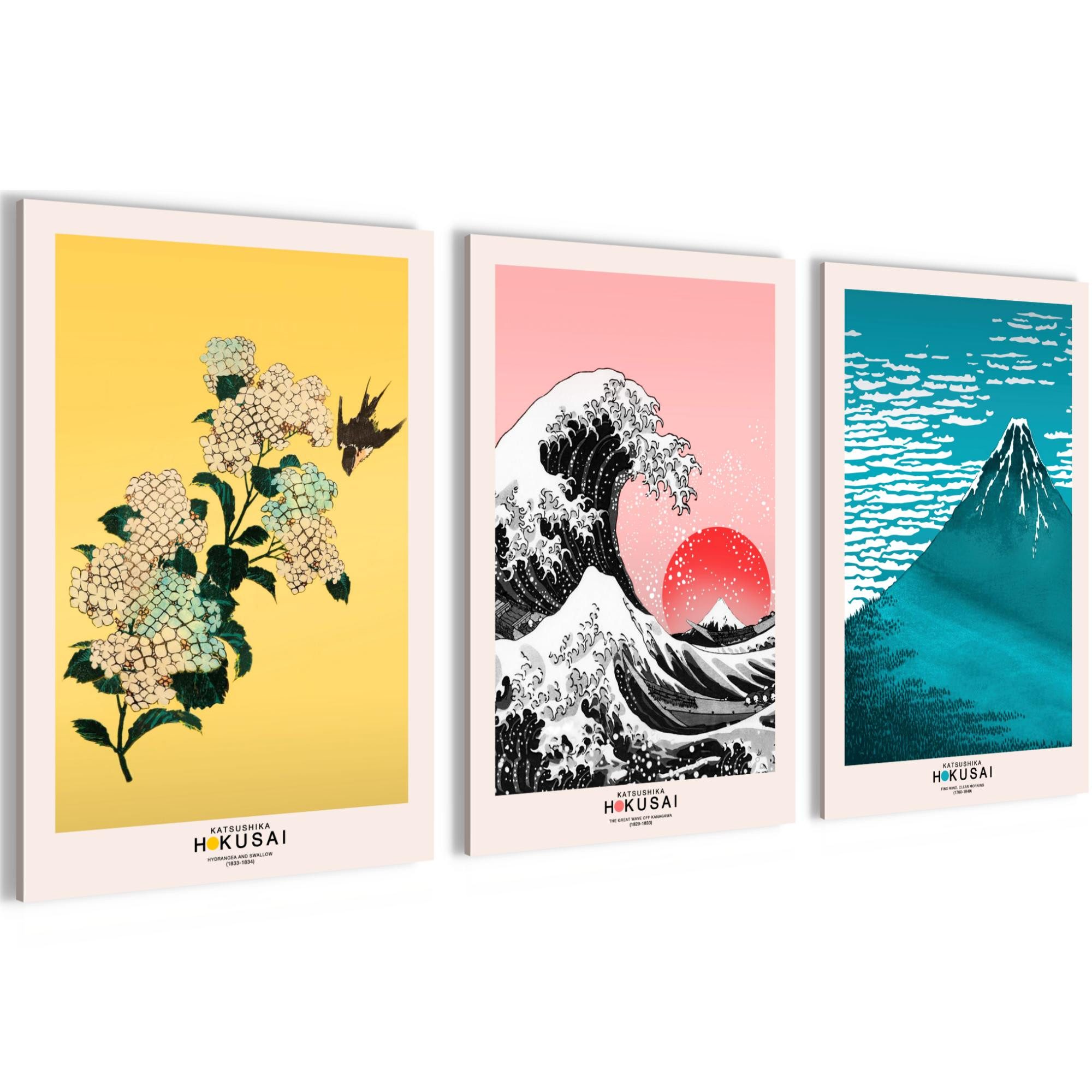 Novart Wandbild Japan Hokusai Abstrakt Wandbilder XXL Wandbild Wand Deko Bilder, Hokusai