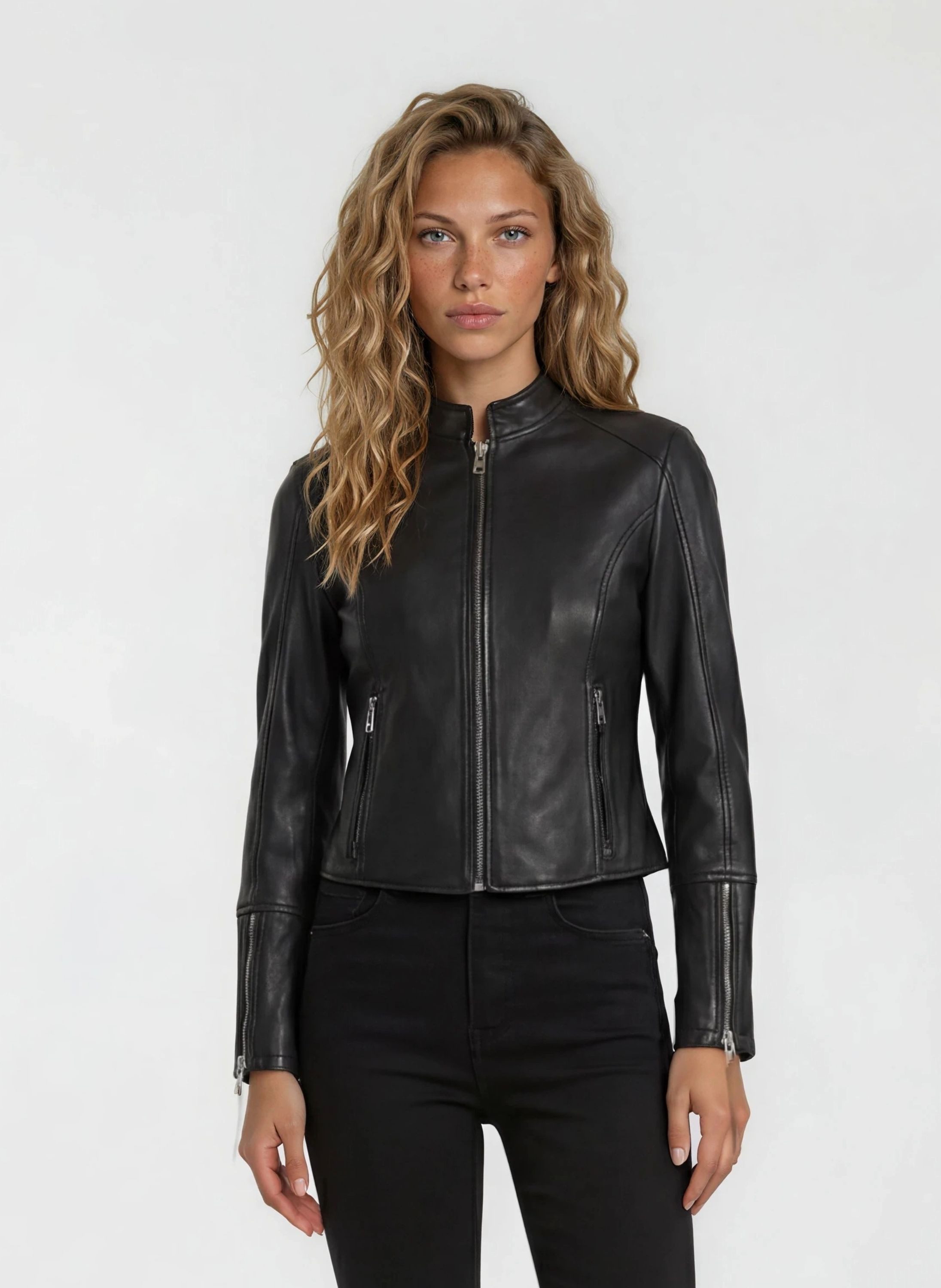 trueprodigy Lederjacke Vega Sportlicher Stehkragn und dekorative Reißversch günstig online kaufen