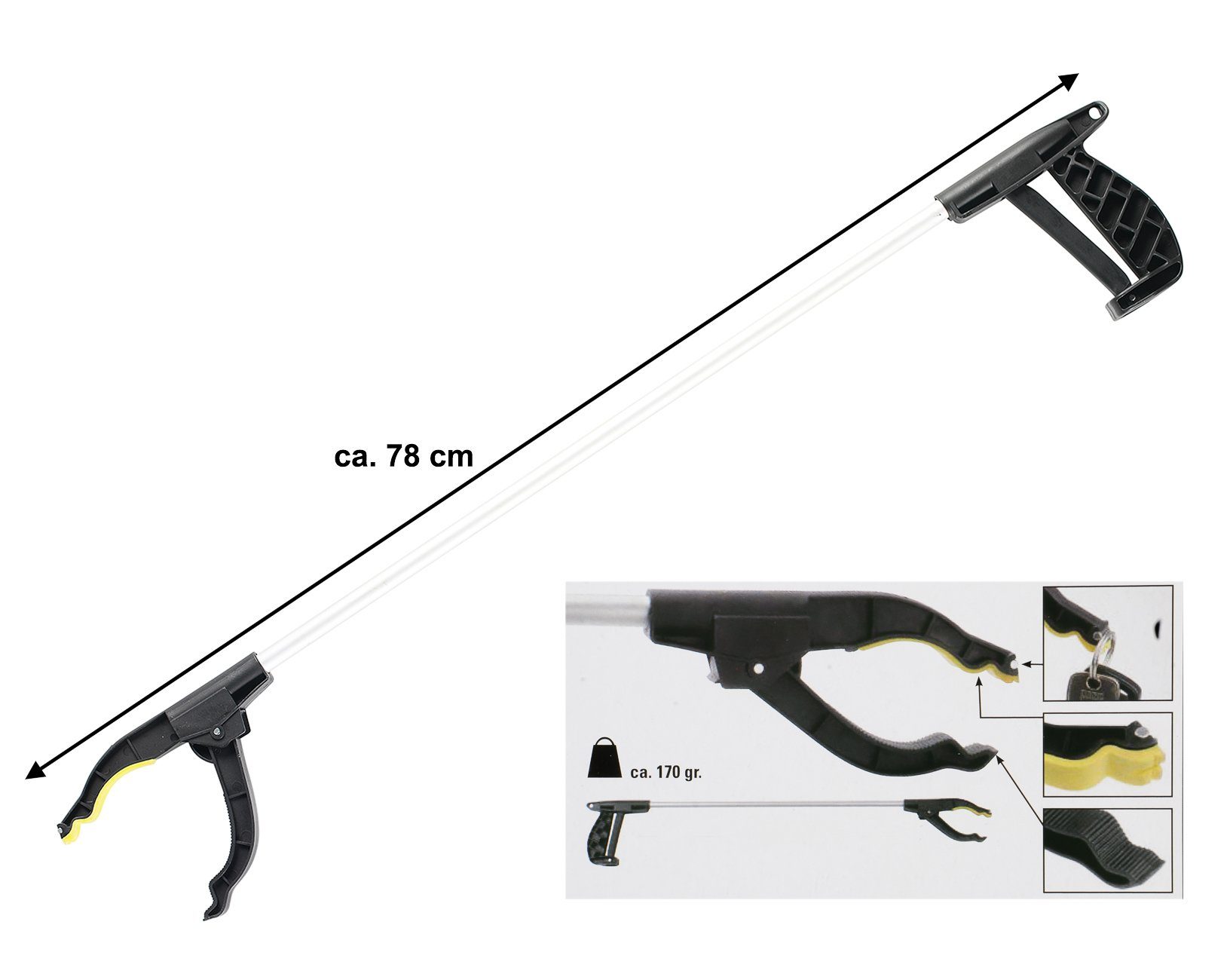 Kinzo Greifzange 3 Stück Greifhilfe, Müllgreifer als Armverlängerung mit Magnet 3-tlg., Greifzange Müllgreifer Müllzange Greifarm