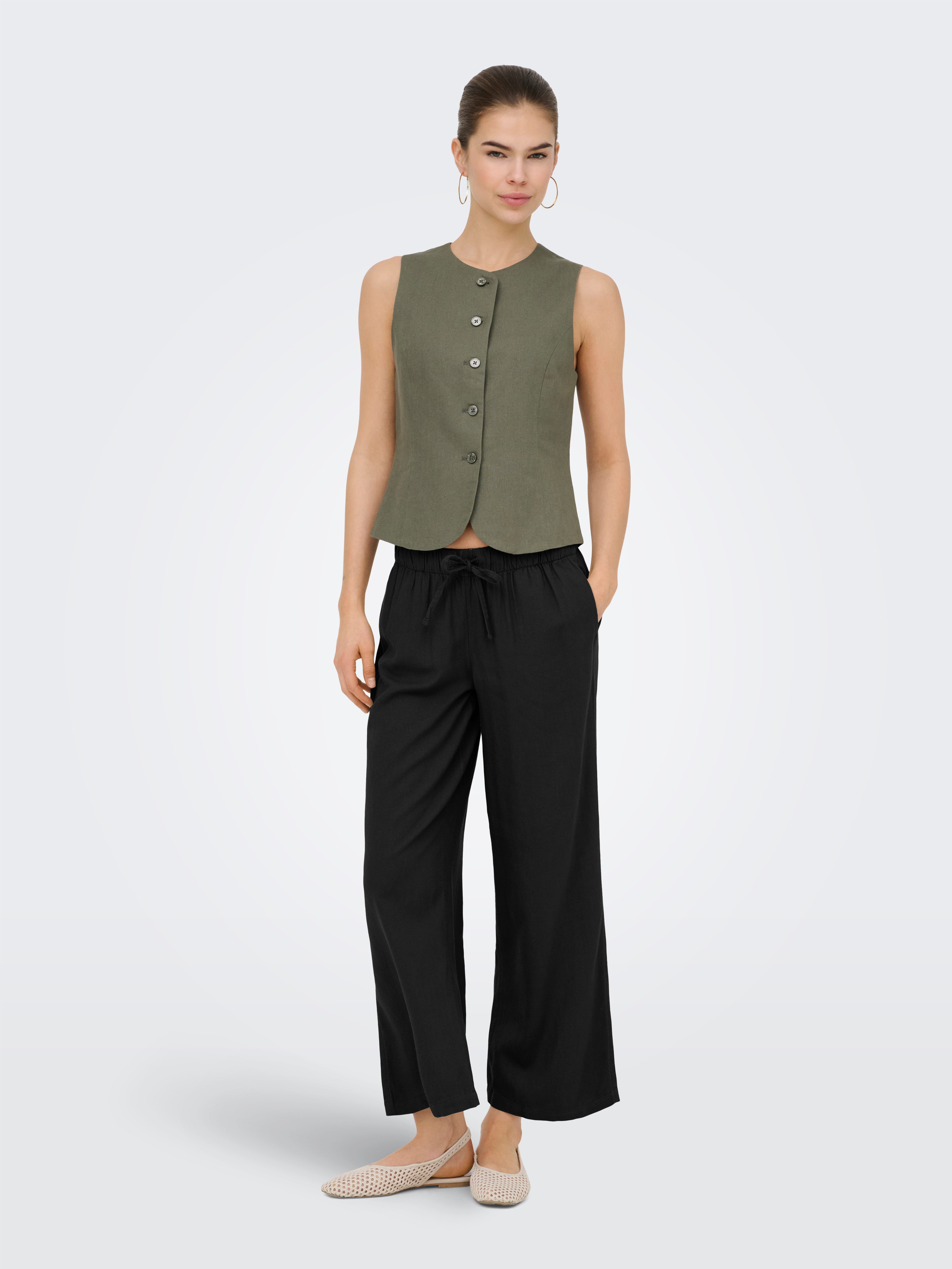 ONLY Culotte ONLGOA MW LIN BL PULL-UP CULOTTE CC PNT mit Leinen