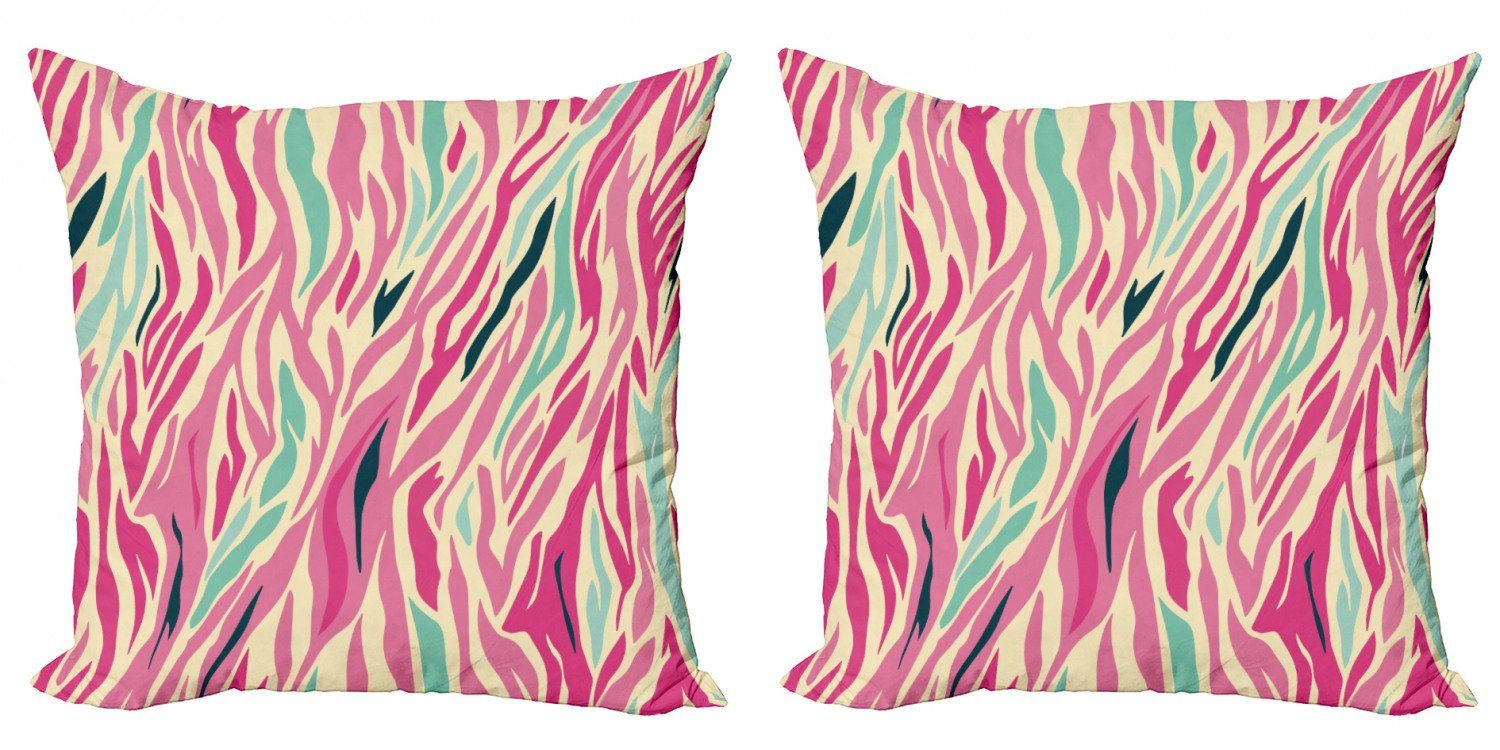 Accent Modern Zebra Funky Digitaldruck, Doppelseitiger Abakuhaus Stück), Kissenbezüge (2 rosa Stripes Pastell