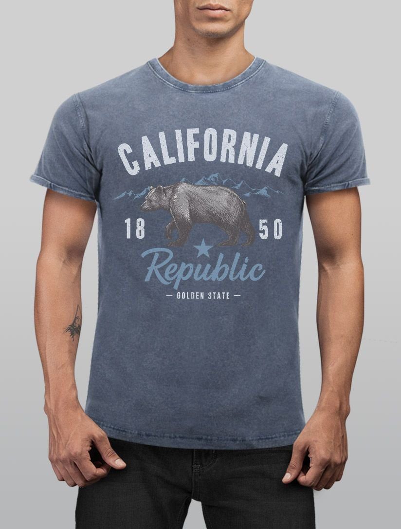 Neverless Print-Shirt Herren Vintage Shirt California günstig online kaufen