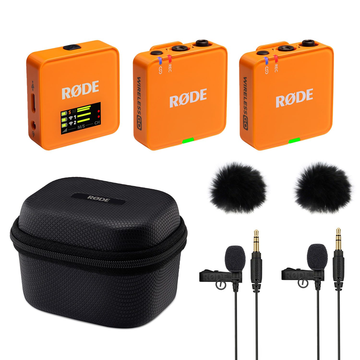 Rode Wireless GO Gen 3 OR mit Charge Case + 2x Lavalier GO und 2x WS05 Digitales Aufnahmegerät
