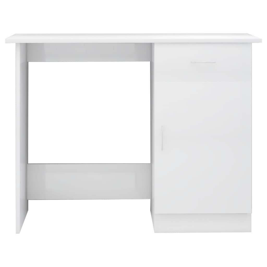 vidaXL Schreibtisch Hochglanz-Weiß | cm 100x50x76 Hochglanz-Weiß Schreibtisch Hochglanz-Weiß Holzwerkstoff