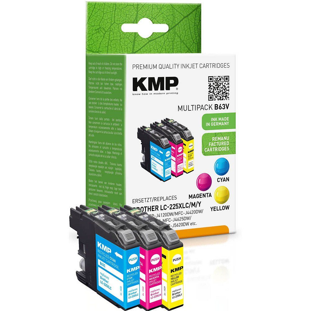 C/M/Y Tinten-Multipack ERSETZT B63V Brother Farben) (3 Tintenpatrone 1 KMP LC-225XL