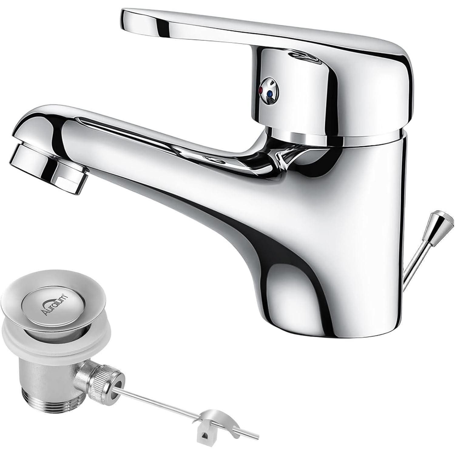 LuxusKollektion Waschtischarmatur Einhebel Wasserhahn Bad Chrom mit Zugstan günstig online kaufen