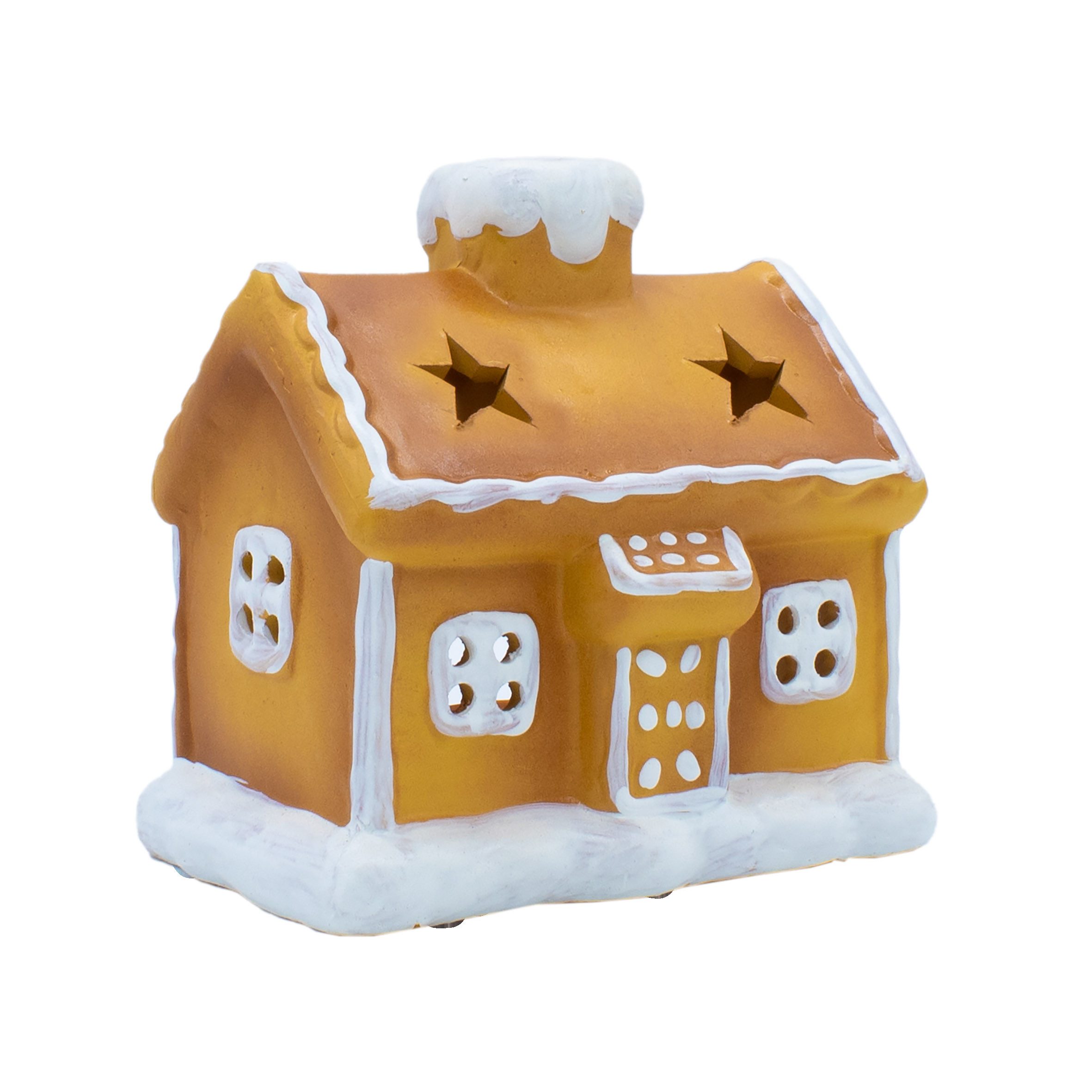 Spetebo Windlicht aus Terracotta Motiv Lebkuchenhaus (Keramik Kerzen Halter günstig online kaufen