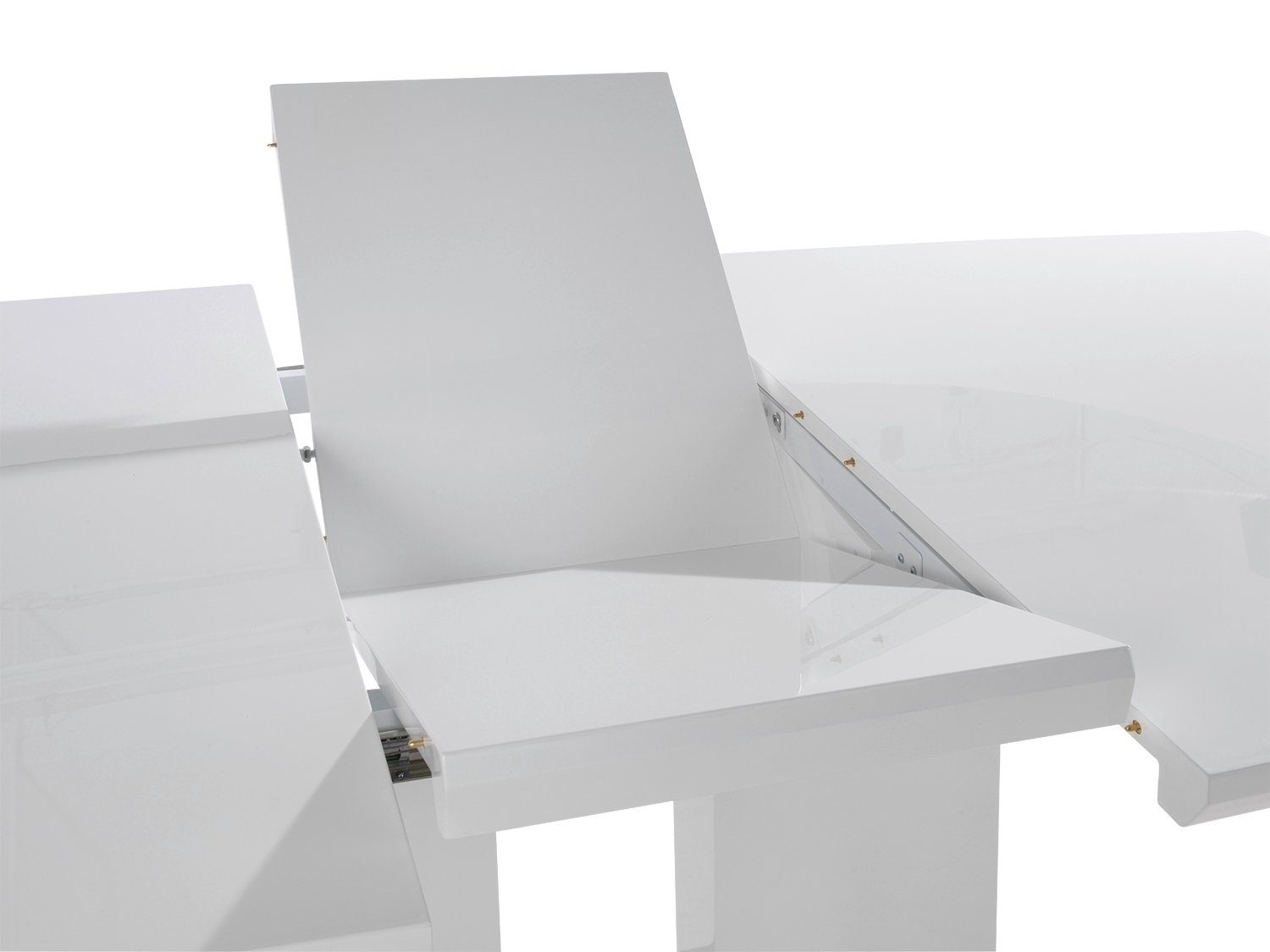 Hochglanz, Edelstahl 160 x aus 90 Home4You Bodenplatte 200 Esstisch, - cm, Weiß ausziehbar,