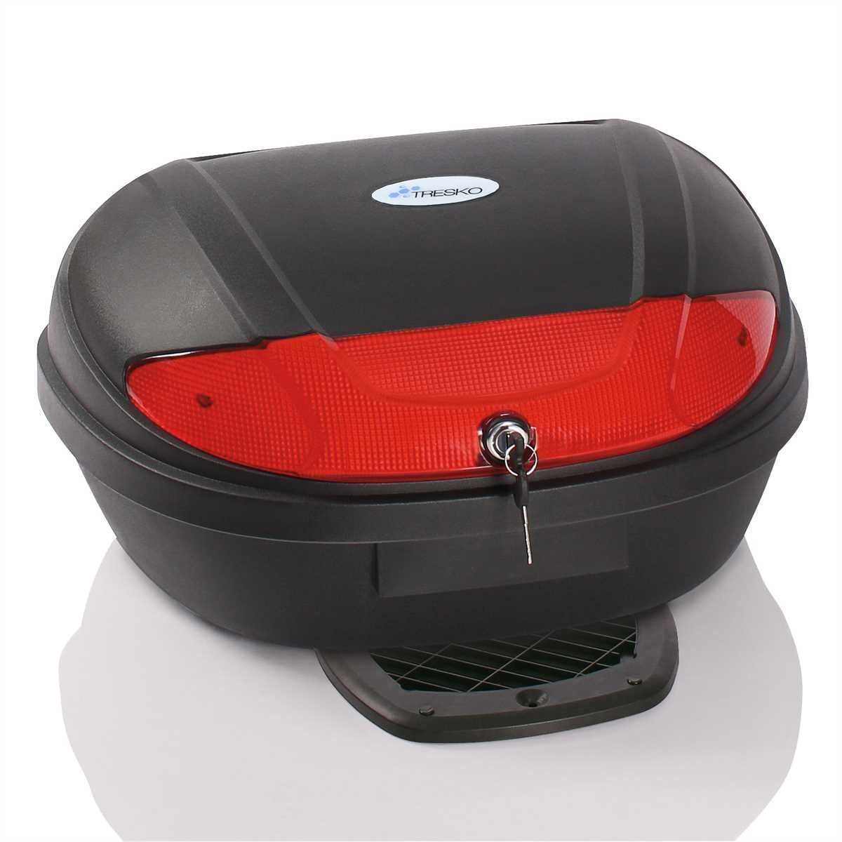 TRESKO Topcase XXL 48 Liter Motorradkoffer - Top case passend für 2 Helme, universal, für Roller, Motorrad, Mofa & Quad