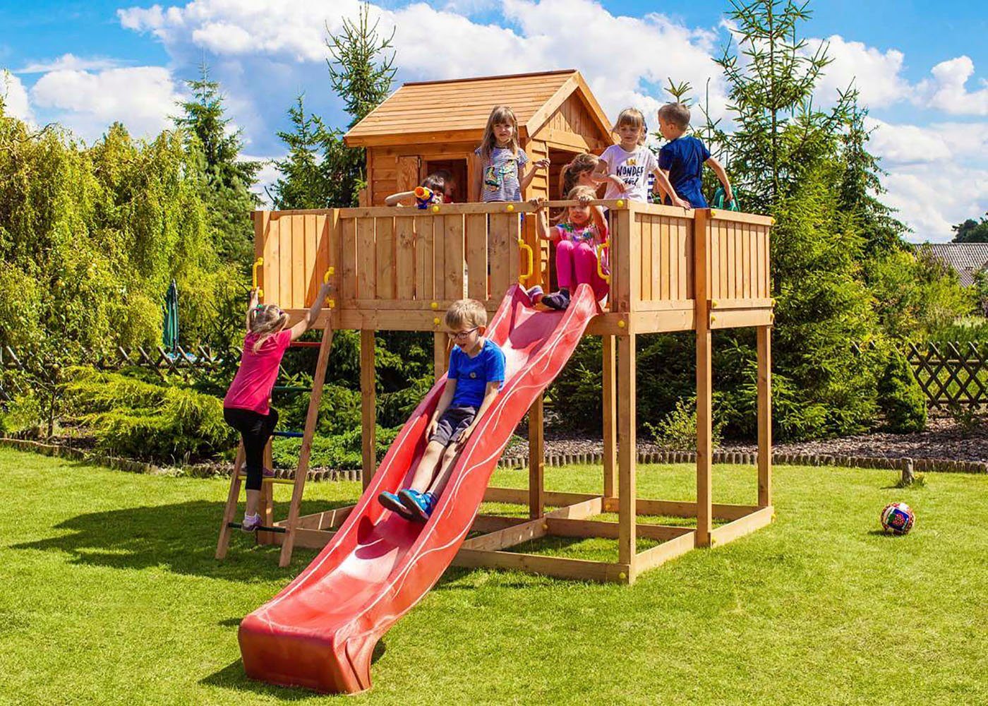 FUNGOO Spielturm My SPACE XL, mit Schaukel & Rutsche, FSC® - schützt Wald