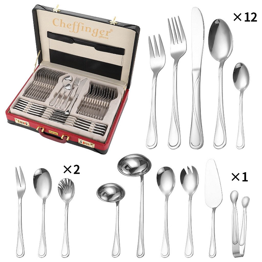Besteck-Set Essbesteck Besteck-Set für 12 Personen m. Besteckkoffer 72-tlg