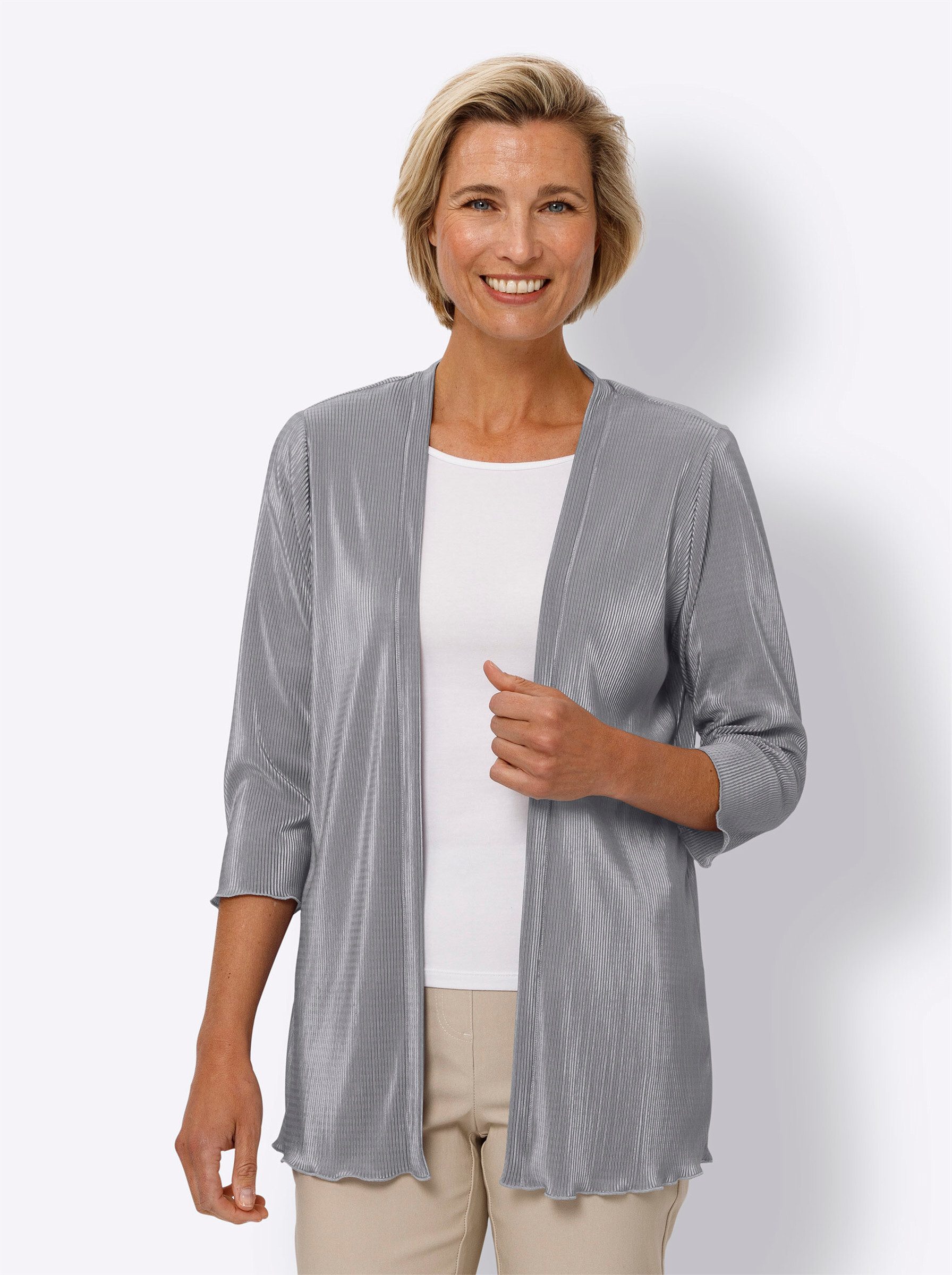 Sieh an! Shirtjacke Plissee-Shirtjacke 3/4-Arm günstig online kaufen