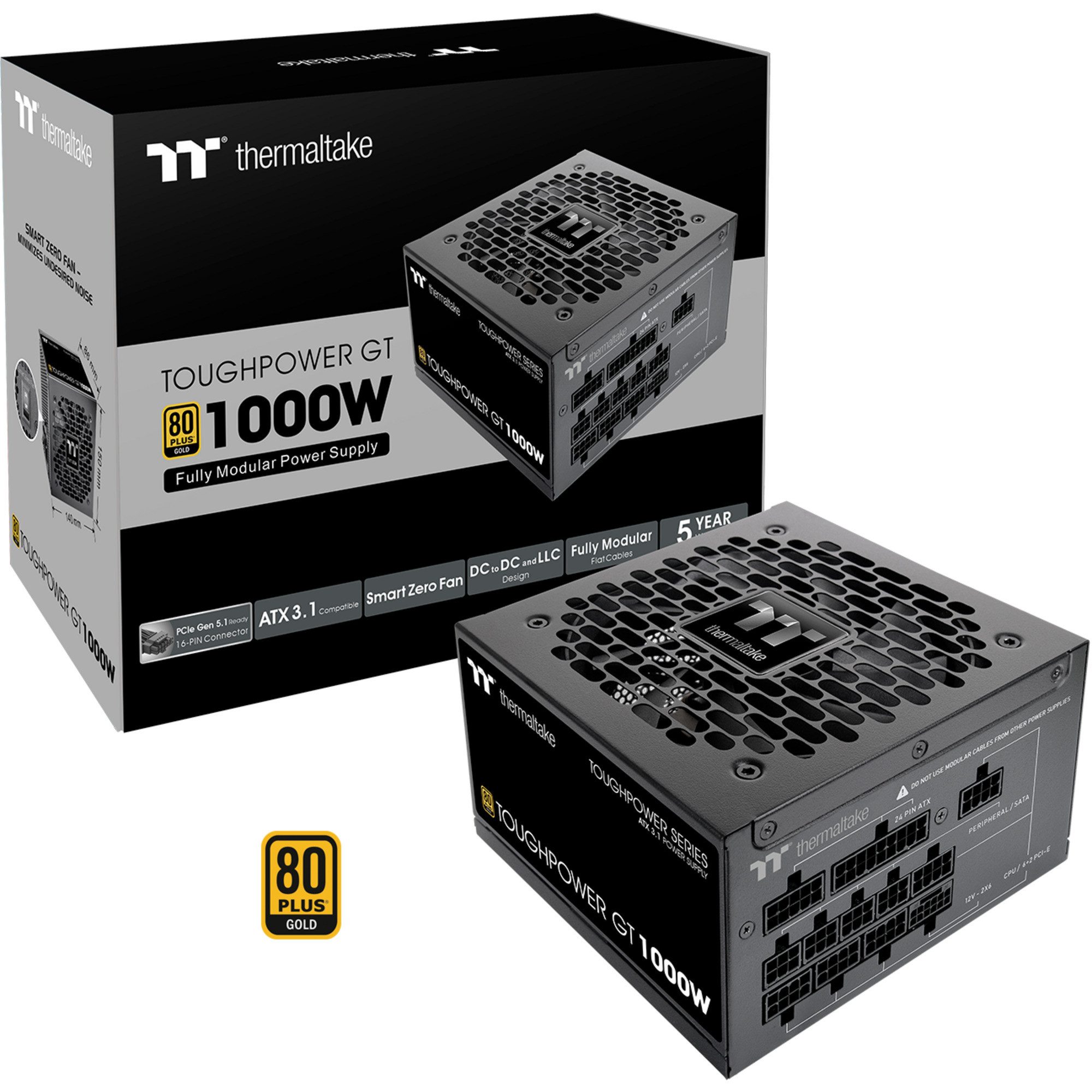 Thermaltake Thermaltake Toughpower GT 1000W, PC-Netzteil, (1x PC-Netzteil (80 PLUS Gold)