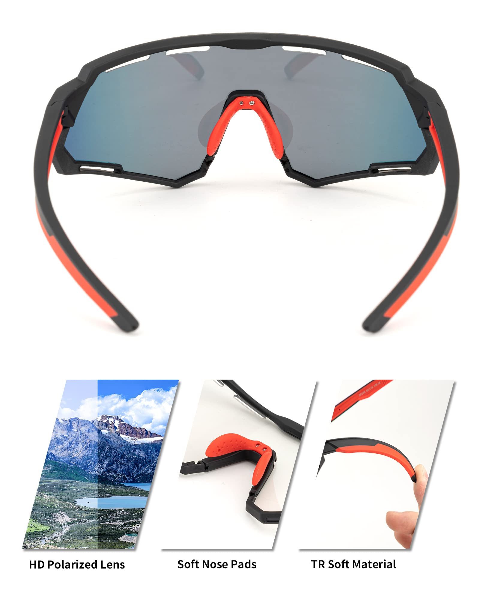 ROCKBROS Fahrradbrille Fahrradbrille 2 in 1 Sportbrille, (Sonnenbrille für Outdoor-Aktivitäten wie Radfahren Laufen Angeln Golf), Polarisierte/Photochrome Brill – Bild 3 von 5