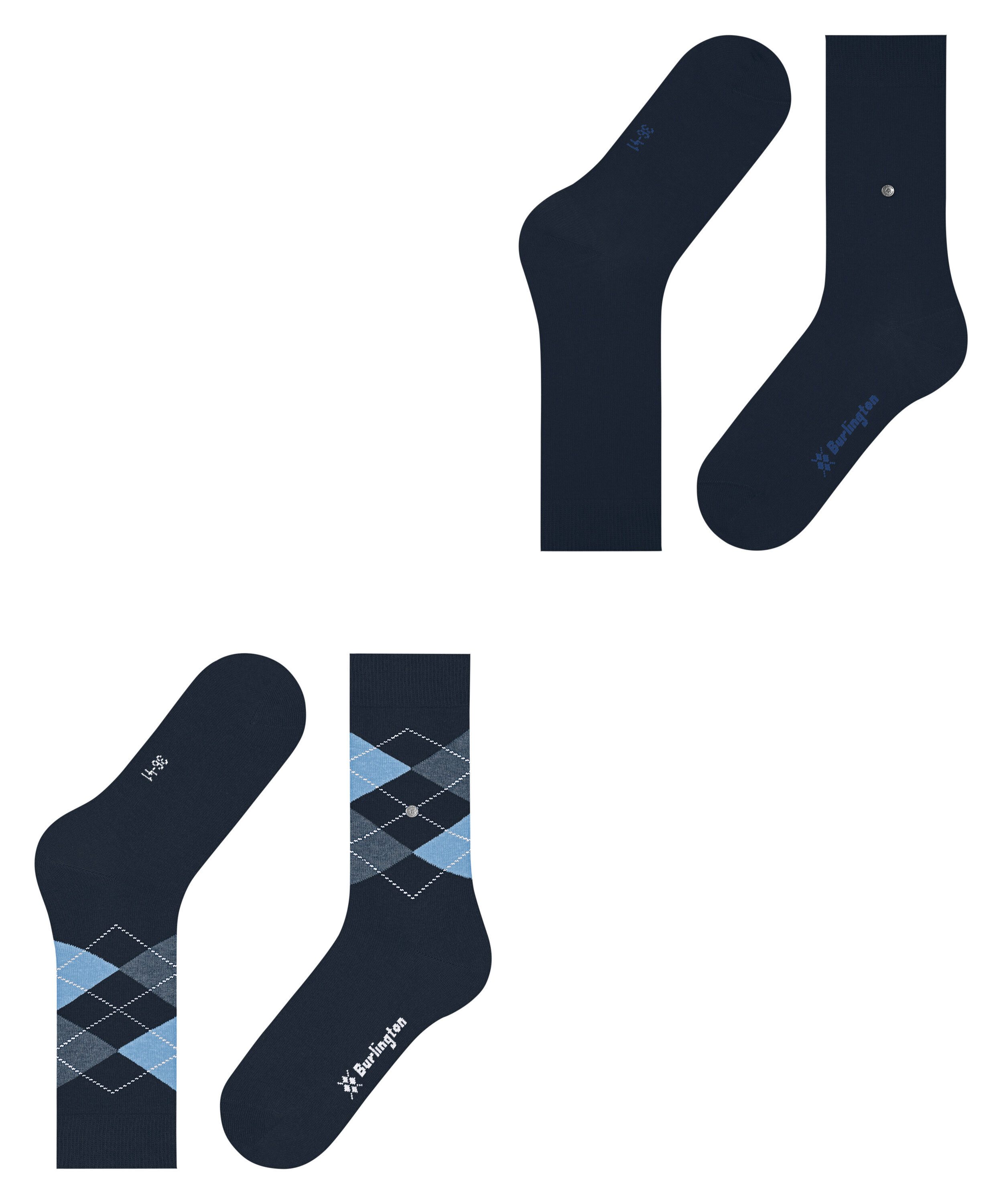Burlington Socken Everyday Mix (2 Paar) Einheitsgröße 36-41, unifarben und Argyle-Muster – Bild 5 von 5