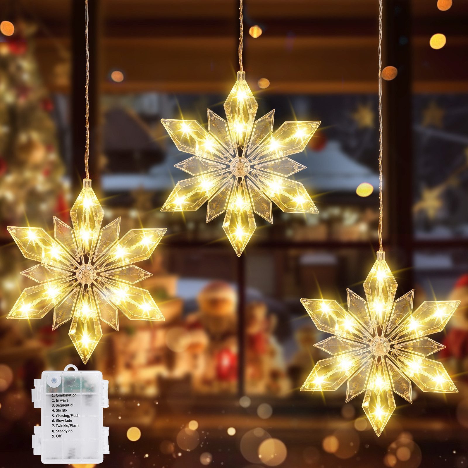 Quntis LED-Lichterkette 60/80/120cm LED-Lichtervorhang für fenster günstig online kaufen