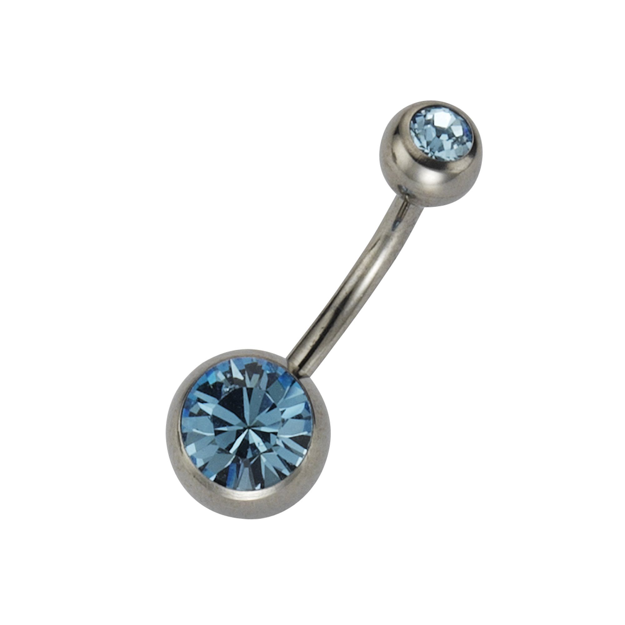 silberfarben Kristall Zeeme hellblau Titan Bauchnabelpiercing