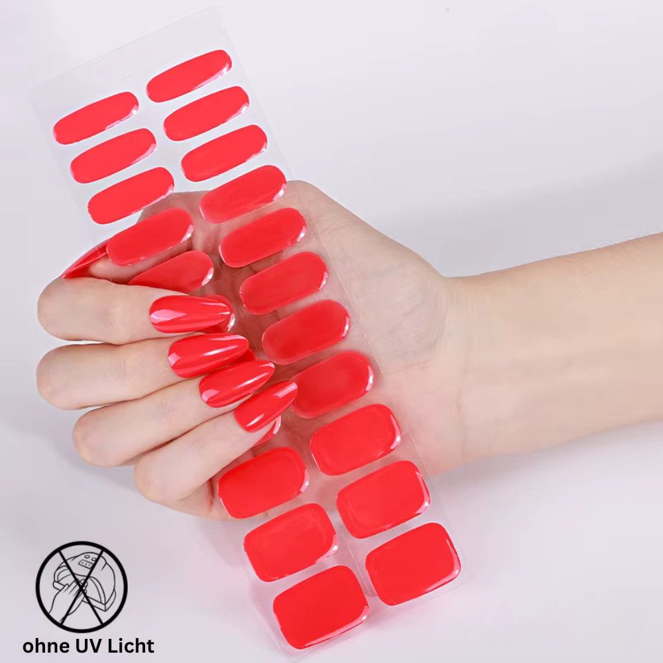 Rötting Design Kunstfingernägel 22 Gel Nails Strips, Kunstnägel, Nagelsticker, Farbe: Scarlet rot, Saloon Qualität, Will be happy with NAILS for you LIFE, verändere Deine Nägel wann Du willst, Easy-to-use