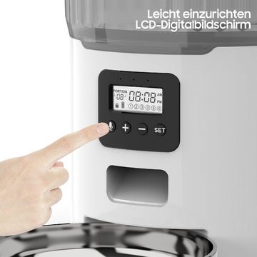 Aoucheni Futterautomat Futterautomat für Haustiere, LCD, 6 Mahlzeiten/Tag, 4 L