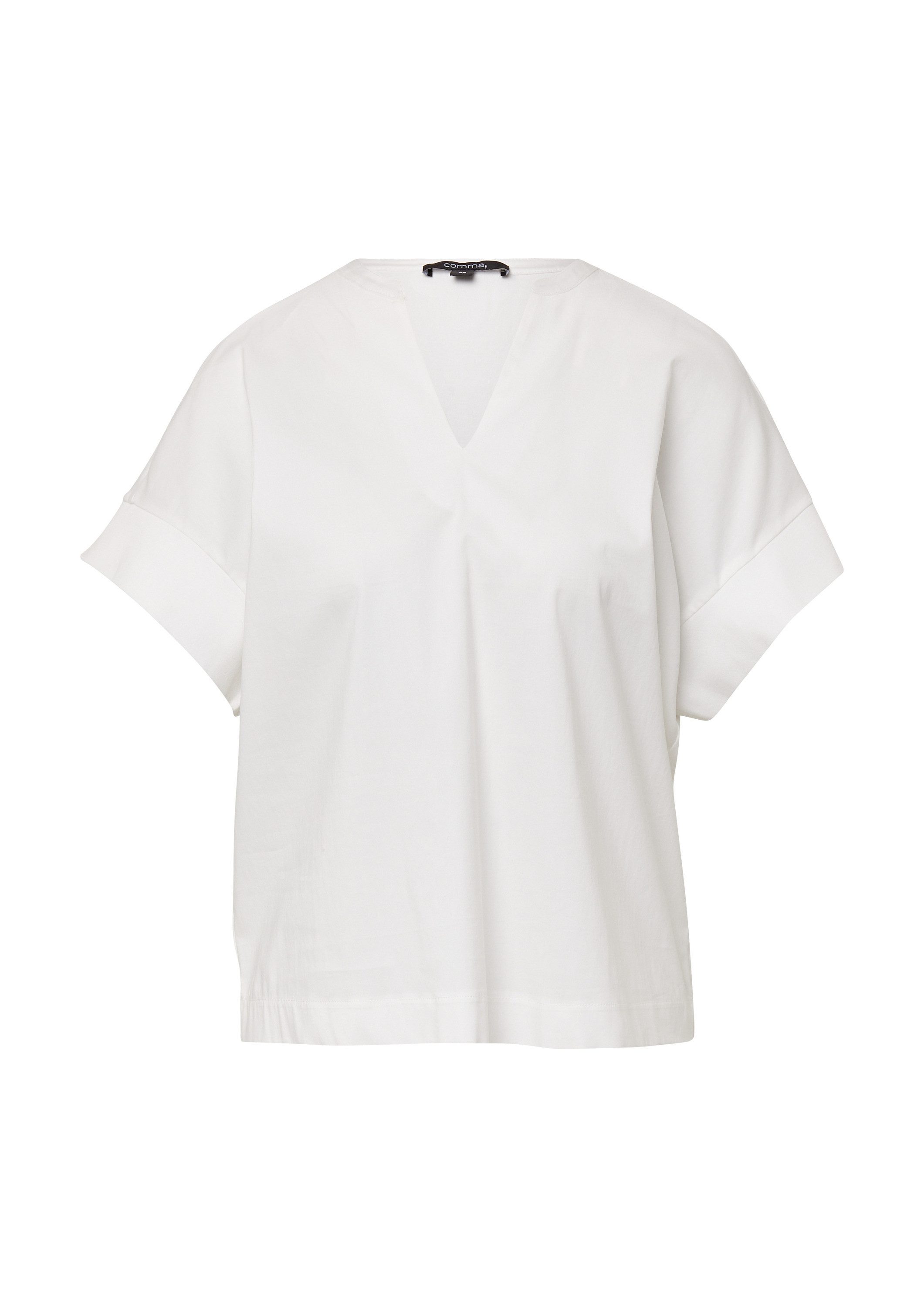 comma Kurzarmshirt T-Shirt Blusenshirt im Relaxed Fit mit Tunika-Ausschnitt
