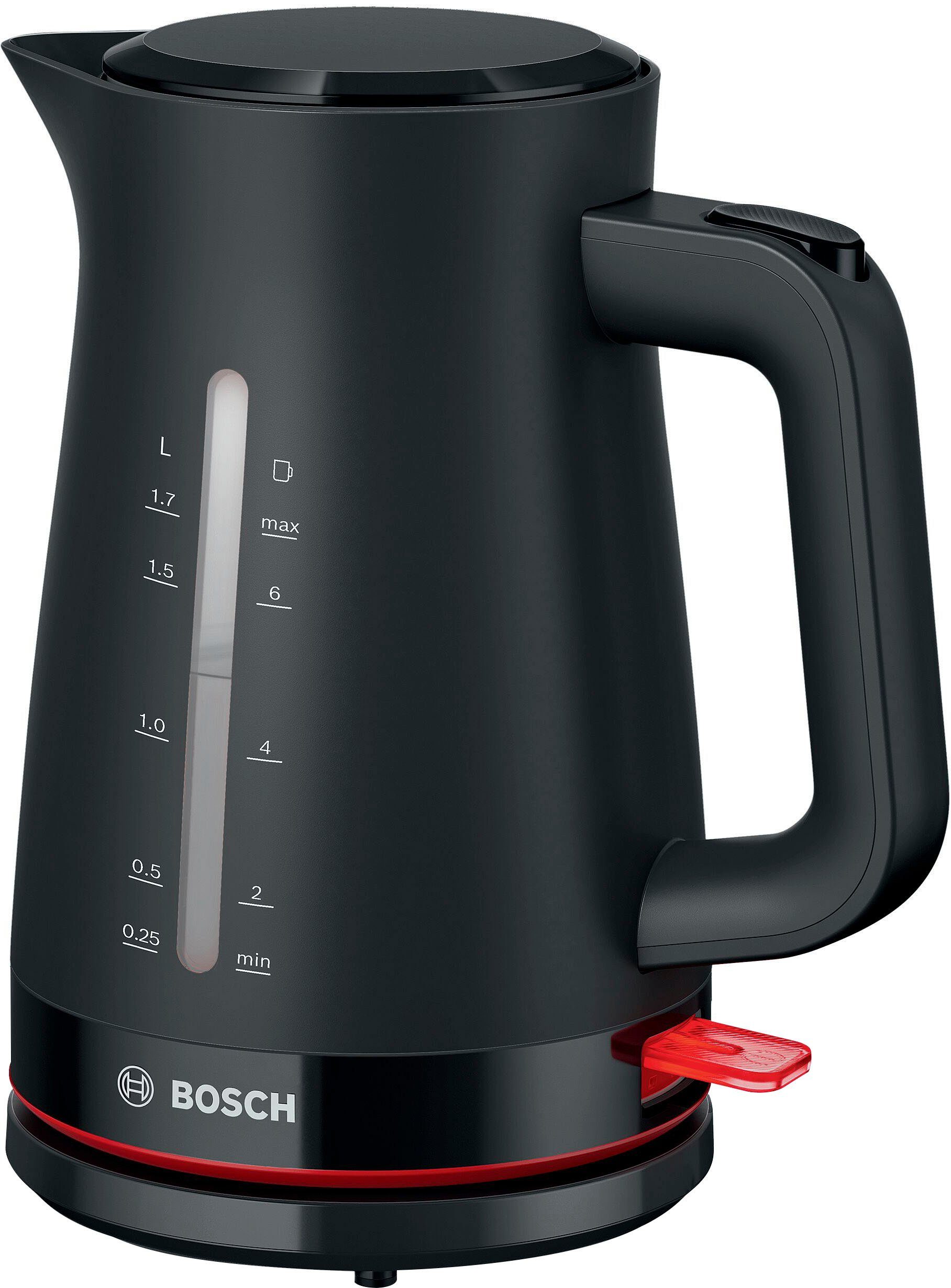 BOSCH Wasserkocher MyMoment TWK3M123, 1,7 l, 2400 W, Abschaltautomatik, Tassenanzeige, beidseitige Wasserstandsanzeige