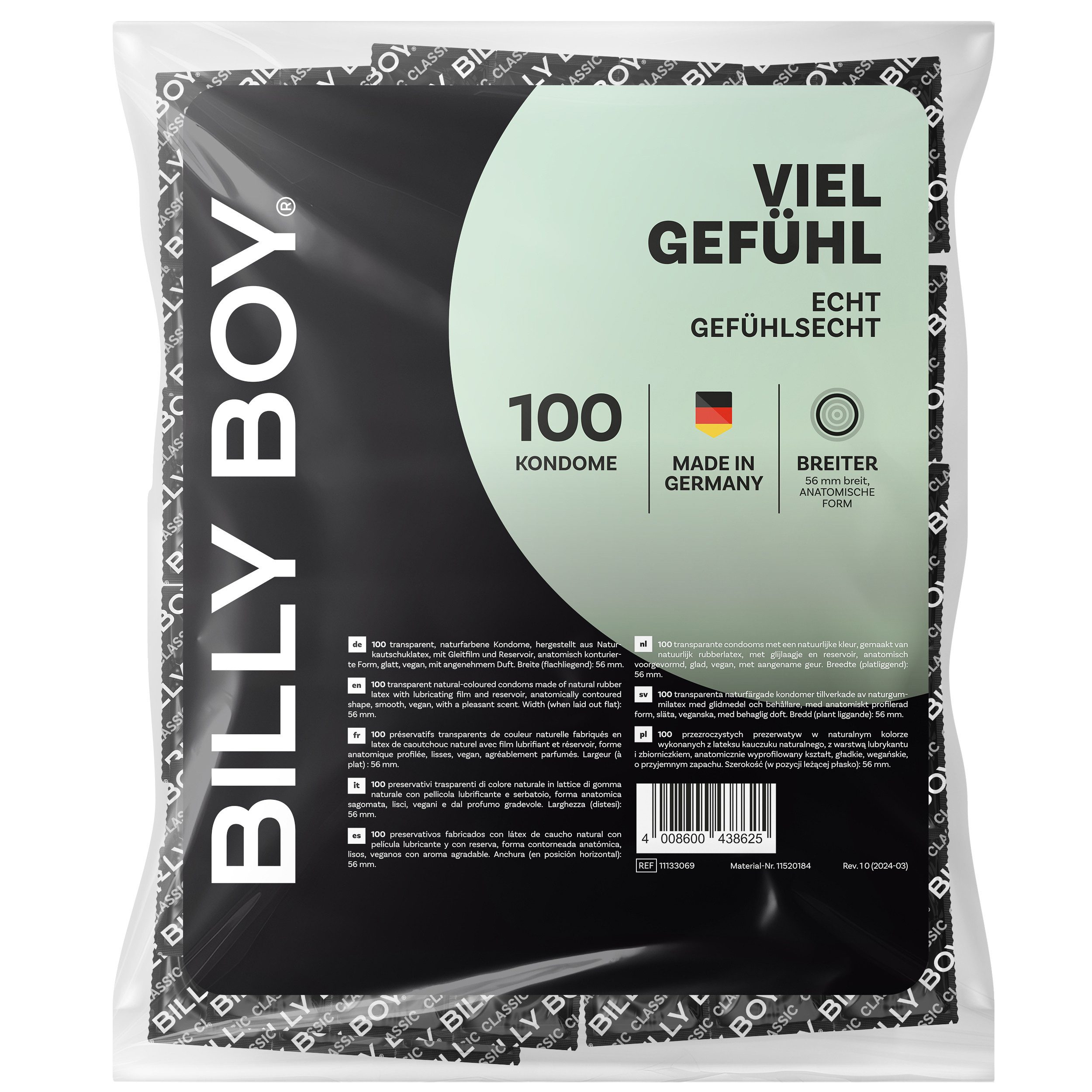 Billy Boy Kondome 100er Packung - Viel Gefühl - 56mm breit, mit anatomischer Form und angenehmem Duft - Made in Germany