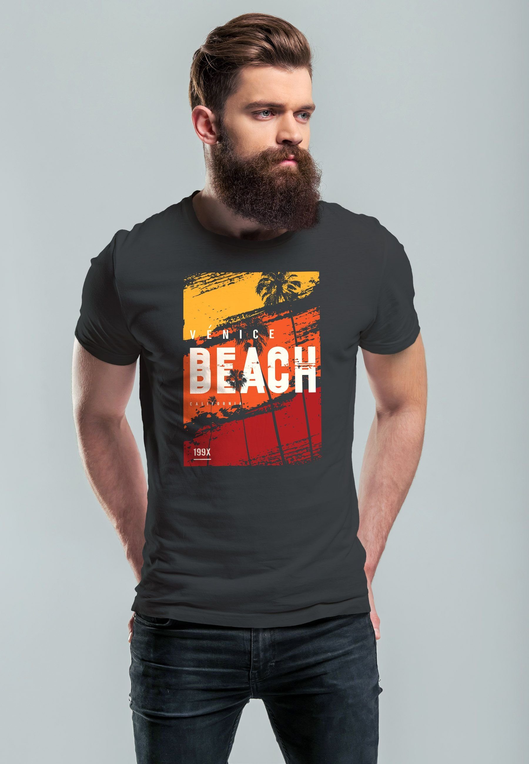 Neverless Print-Shirt Herren T-Shirt Sommer Venice günstig online kaufen