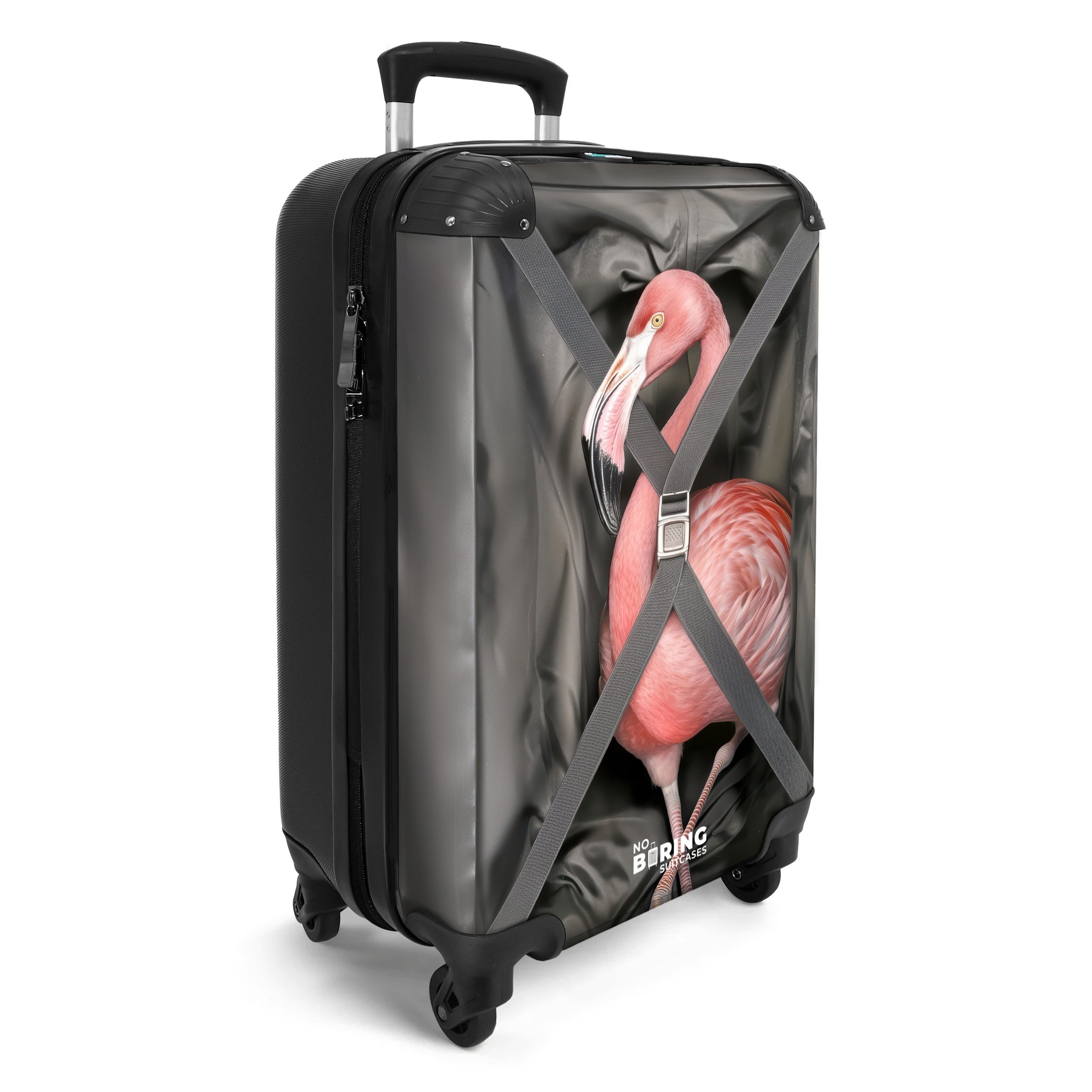 NoBoringSuitcases.com© Hartschalen-Trolley Flamingo auf dem Weg günstig online kaufen