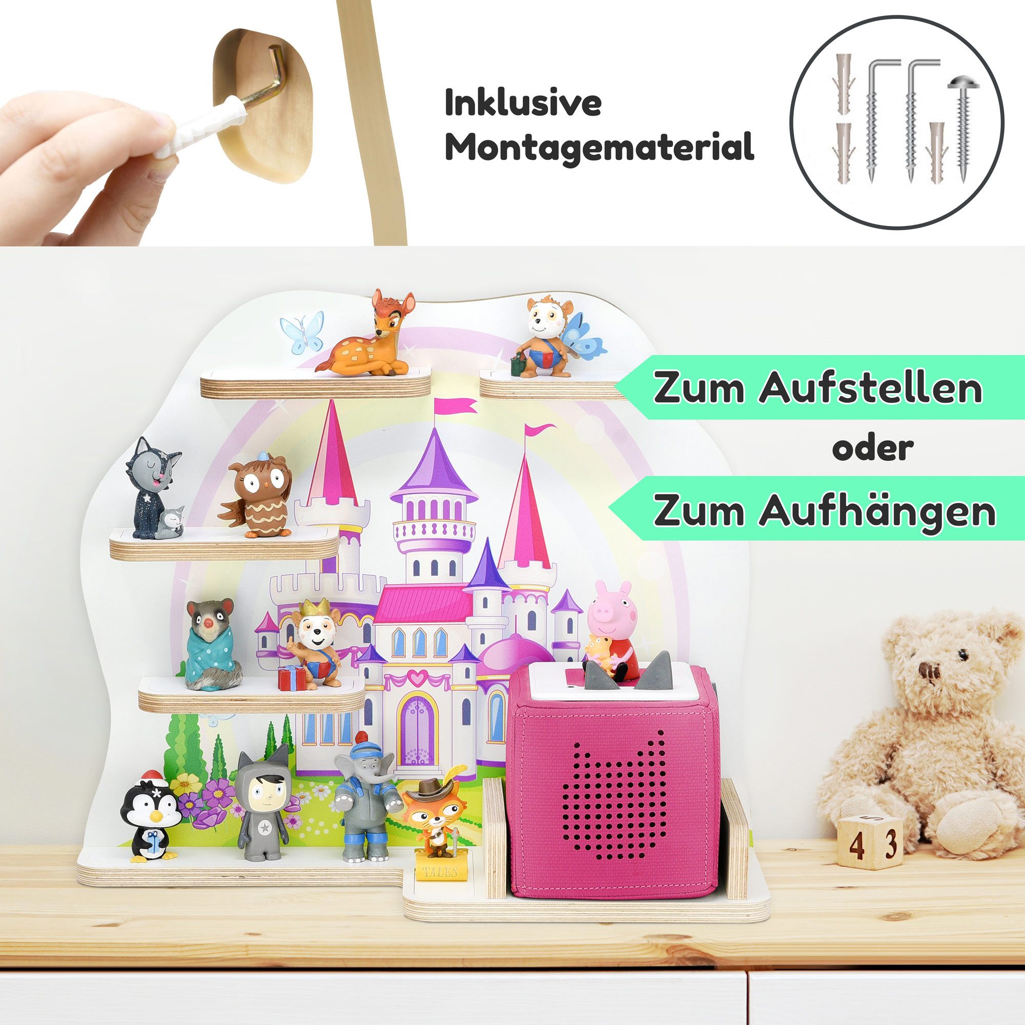 stadtecken Kinderregal mit schmalen Boden - geeignet für die Toniebox und Tonies, Bunte, verspielte Aufbewahrung für 35 Figuren, ideal fürs Kinderzimmer – Bild 5 von 5