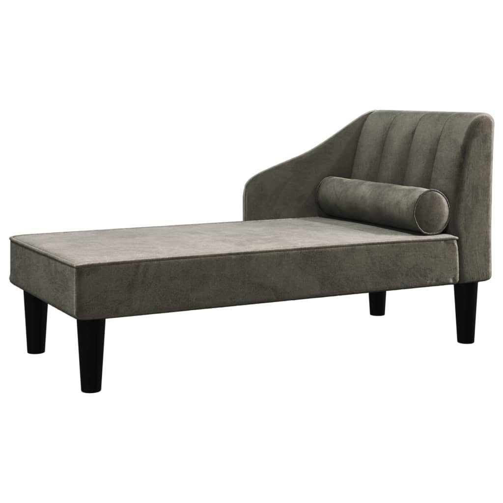 vidaXL Sofa Chaiselongue Nackenrolle Dunkelgrau mit Samt