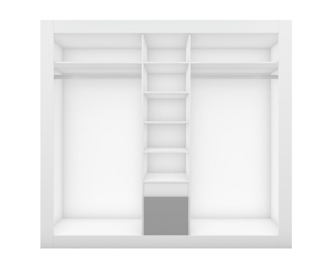 Deine Möbel 24 Schlafzimmer-Set HEAVEN II Komplettschlafzimmer Kleiderschrank 230 cm breit, (Drehtürenschrank Kleiderschrank mit Spiegeltüren Kommode 2x Nachttisch Doppelbett 160x200 inkl. Lattenrost und LED-Beleuchtung, 5-tlg., Set), mit LED-Beleuchtung Matratze optional