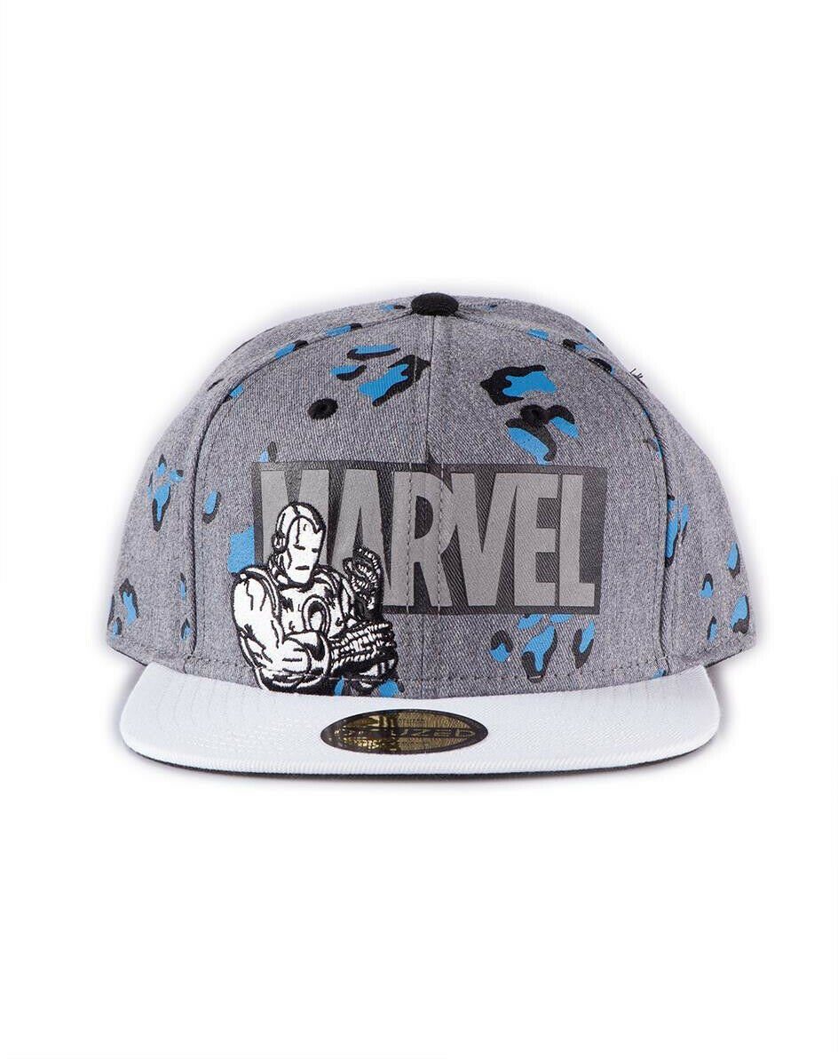 DIFUZED Baseball Cap Marvel Logo AOP Snapback in Grey Neu Top