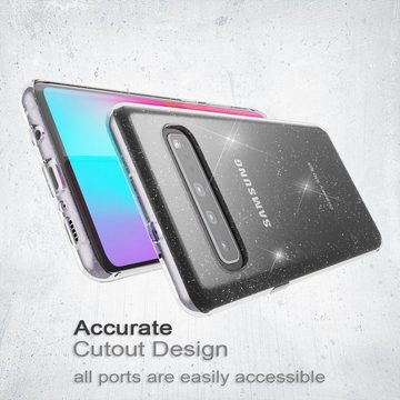 Nalia Smartphone-Hülle Samsung Galaxy S10 5G, Klare Glitzer Hülle / Silikon Transparent / Glitter Cover / Bling Case
