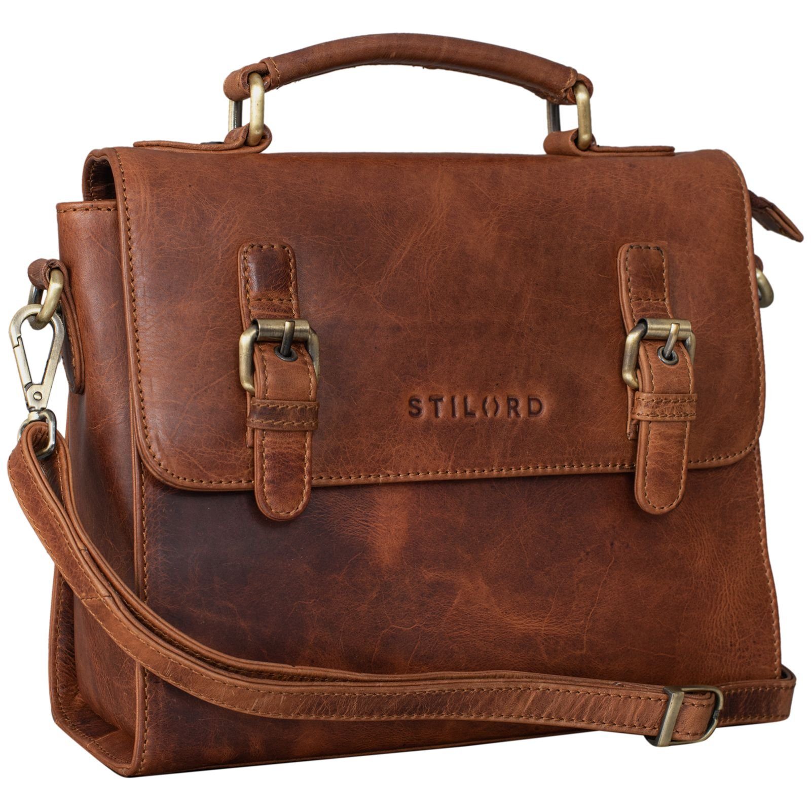 STILORD Handtasche "Estelle" Fashion Handtasche Leder kara - cognac