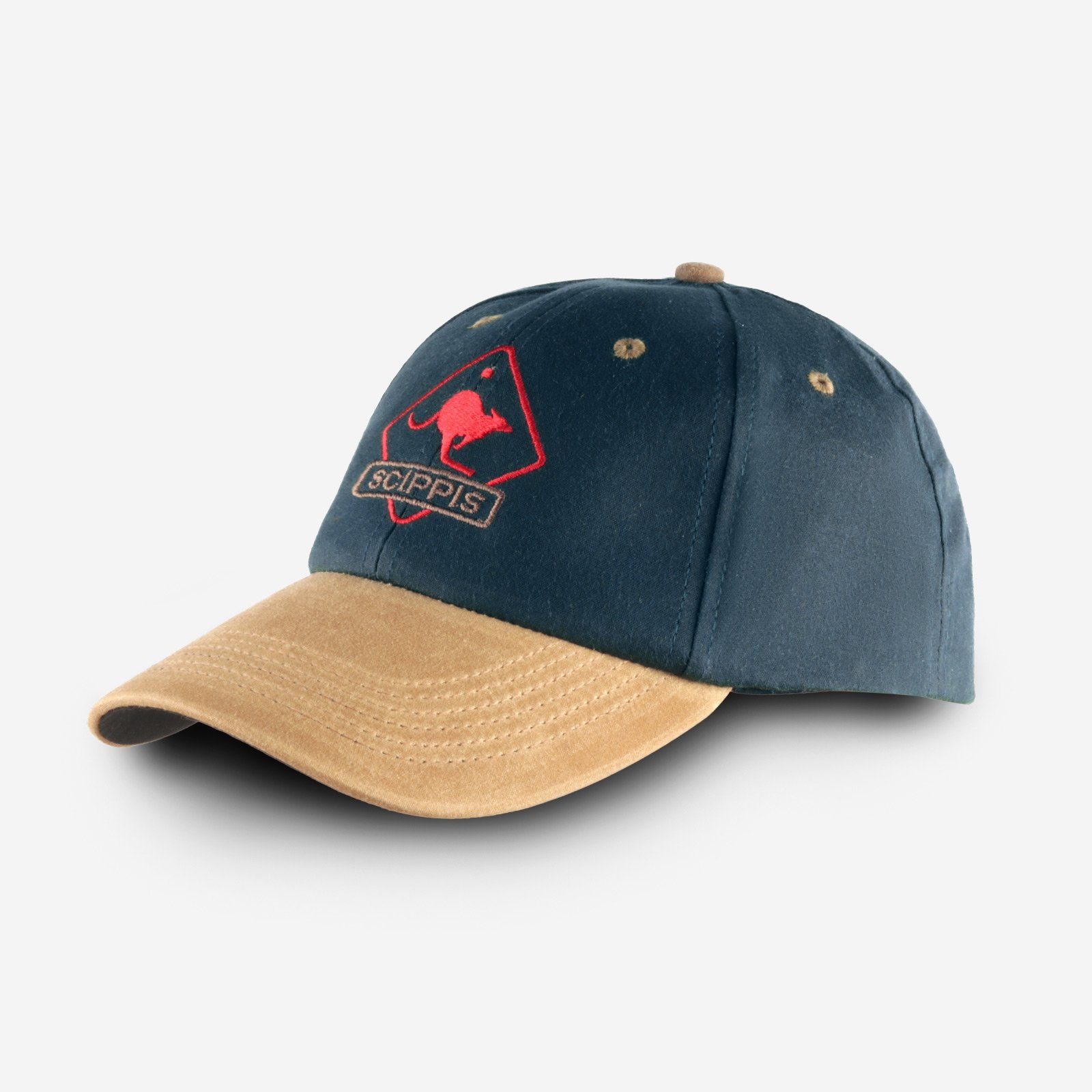 Scippis Baseball Cap OILSKIN CAP Extrem wasserabweisend, windundurchlässig atmungsaktiv tan/navy