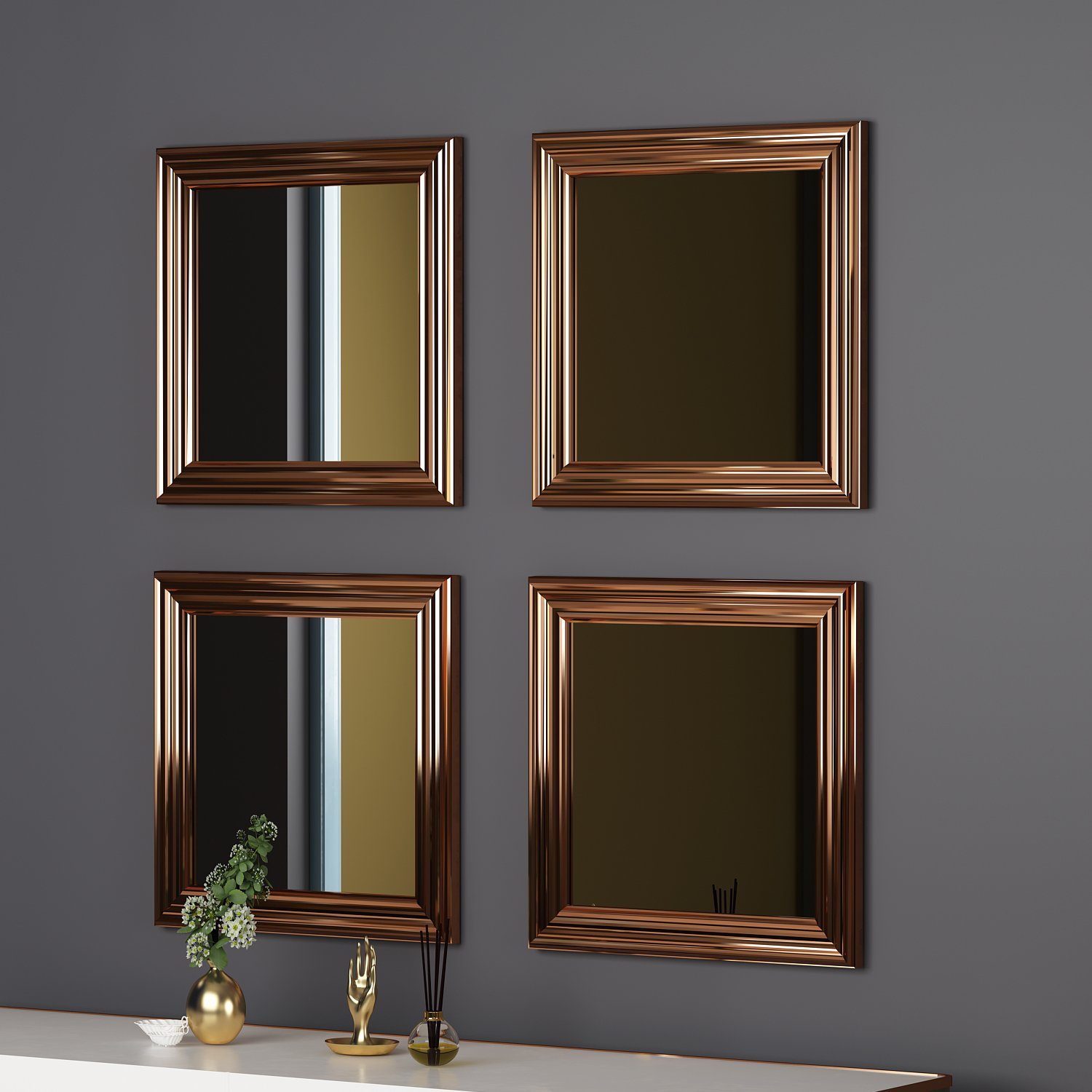 Bronze Spiegel Loza Spiegel 4er moebel17