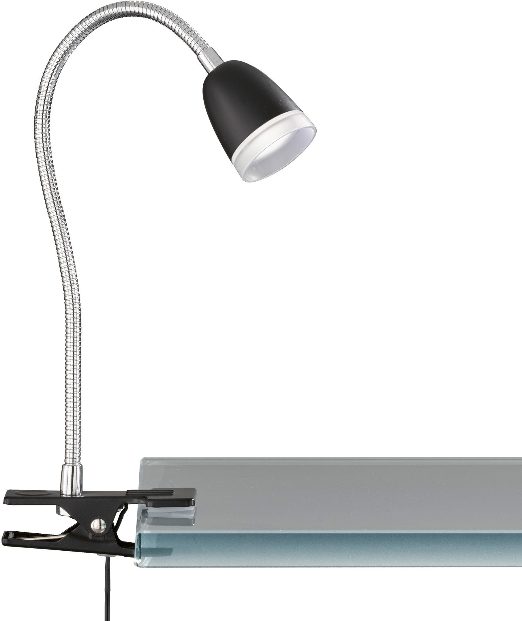 LED-Klemmleuchte Nox schwarz, Flexarm chrom günstig online kaufen
