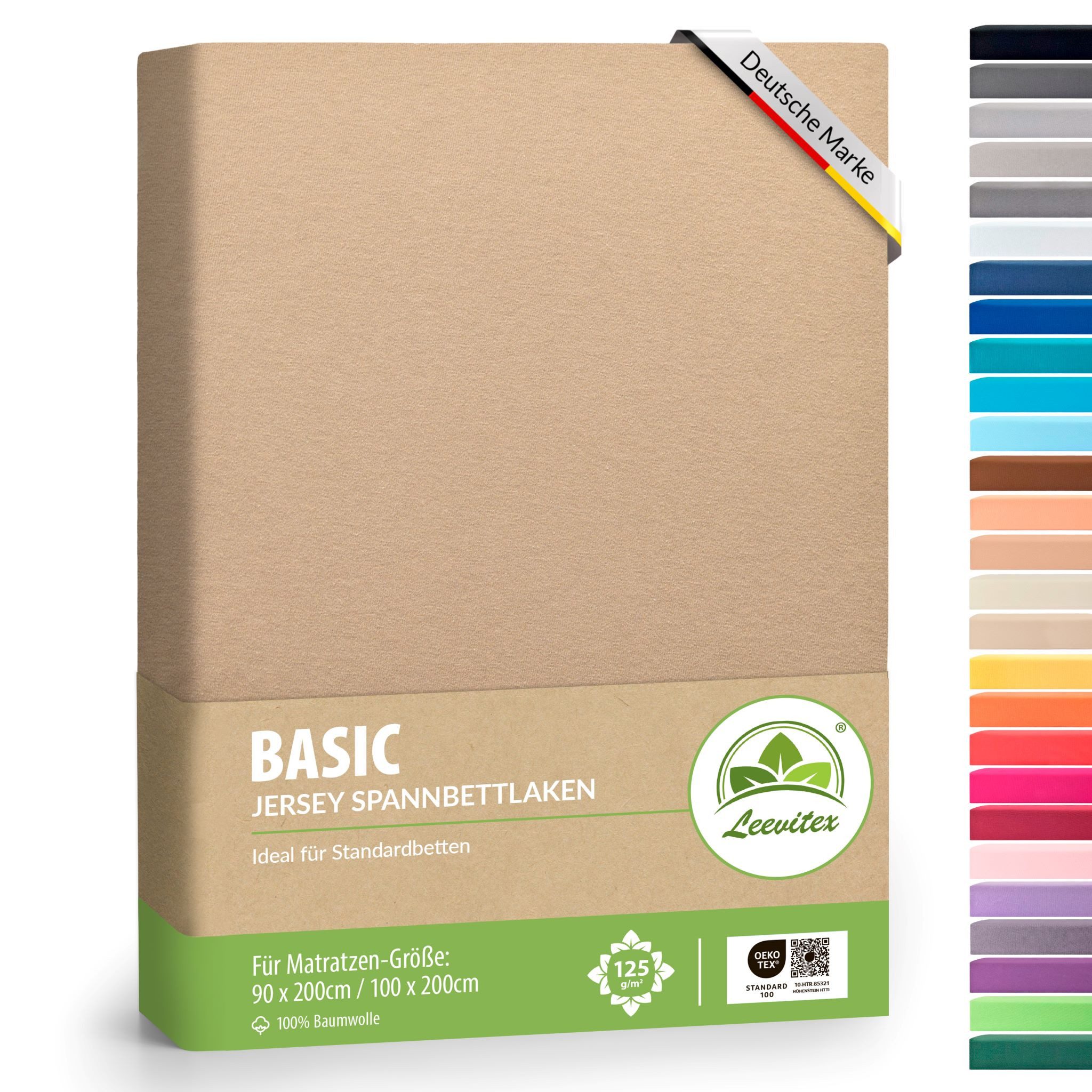 leevitex® Spannbettlaken Jersey aus 100% Baumwolle, für Kinder- & Standardmatratzen, Jersey, Gummizug: rundum, (1 Stück), 100% Baumwolle, anschmiegsam & dehnbar, diverse Größen und Farben