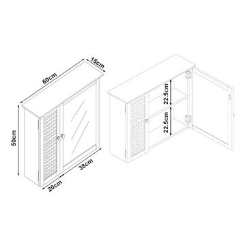 en.casa Badezimmerspiegelschrank »Karlsøy« Hängeschrank 50x60x15 cm Weiß