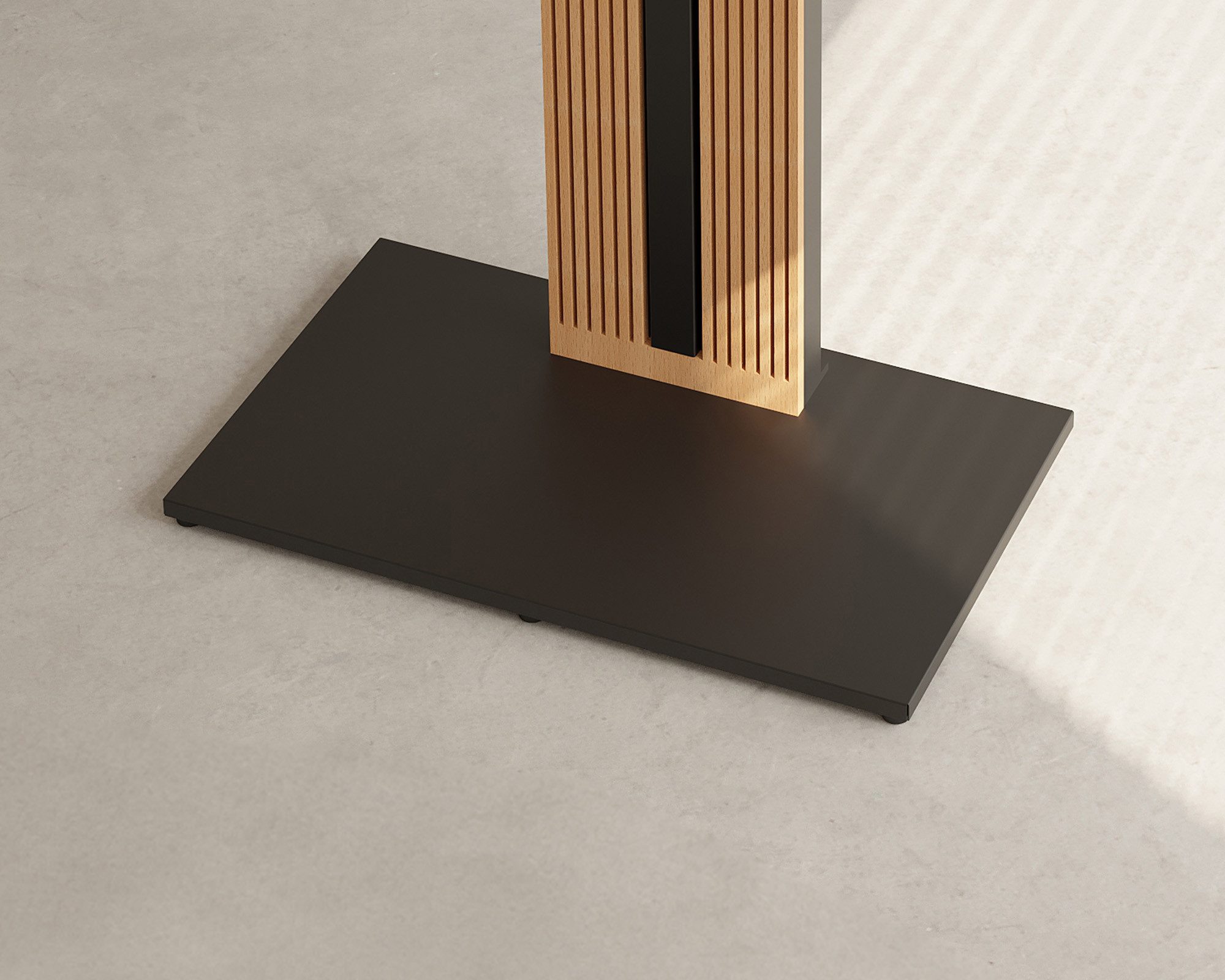 FITUEYES TV-Ständer aus Holz, mit höhenverstellbarer Ablage, ±15° schwenkbar, 55-88 Zoll, (bis 88,00 Zoll, höhenverstellbar, mit Kabelmanagement) – Bild 4 von 5