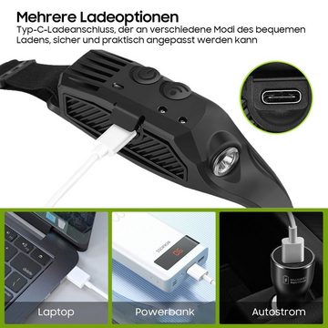 Aoucheni Stirnlampe Stirnlampe, wiederaufladbare LED-Leuchte mit Sensor, 2 Stück (2-Pack, Nachtlauf, Nachtangeln, Outdoor-Sport, Camping), 1000 Lumen, 6 Lichtarten, Wasserdicht, tragbar