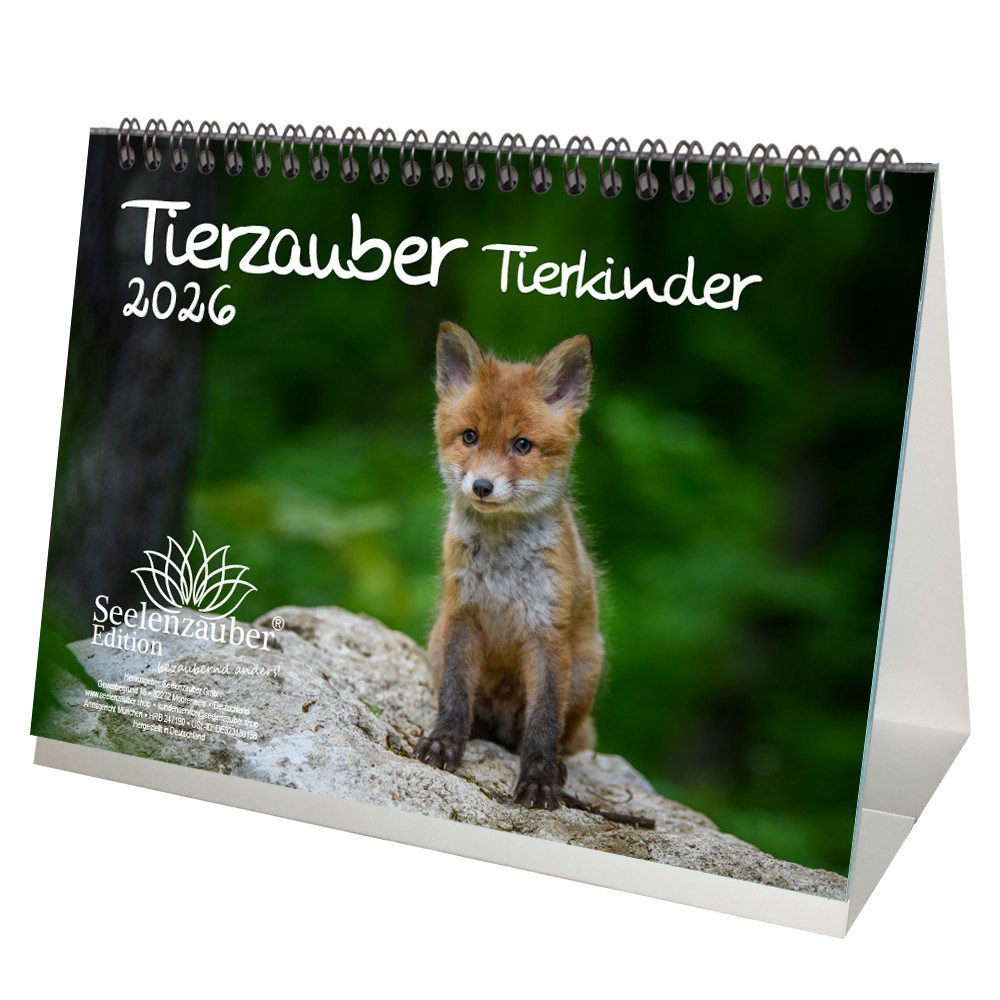 Seelenzauber Tischkalender Tierkinderzauber DIN A5 Tischkalender für 2026 Tierbabys Tierkinder